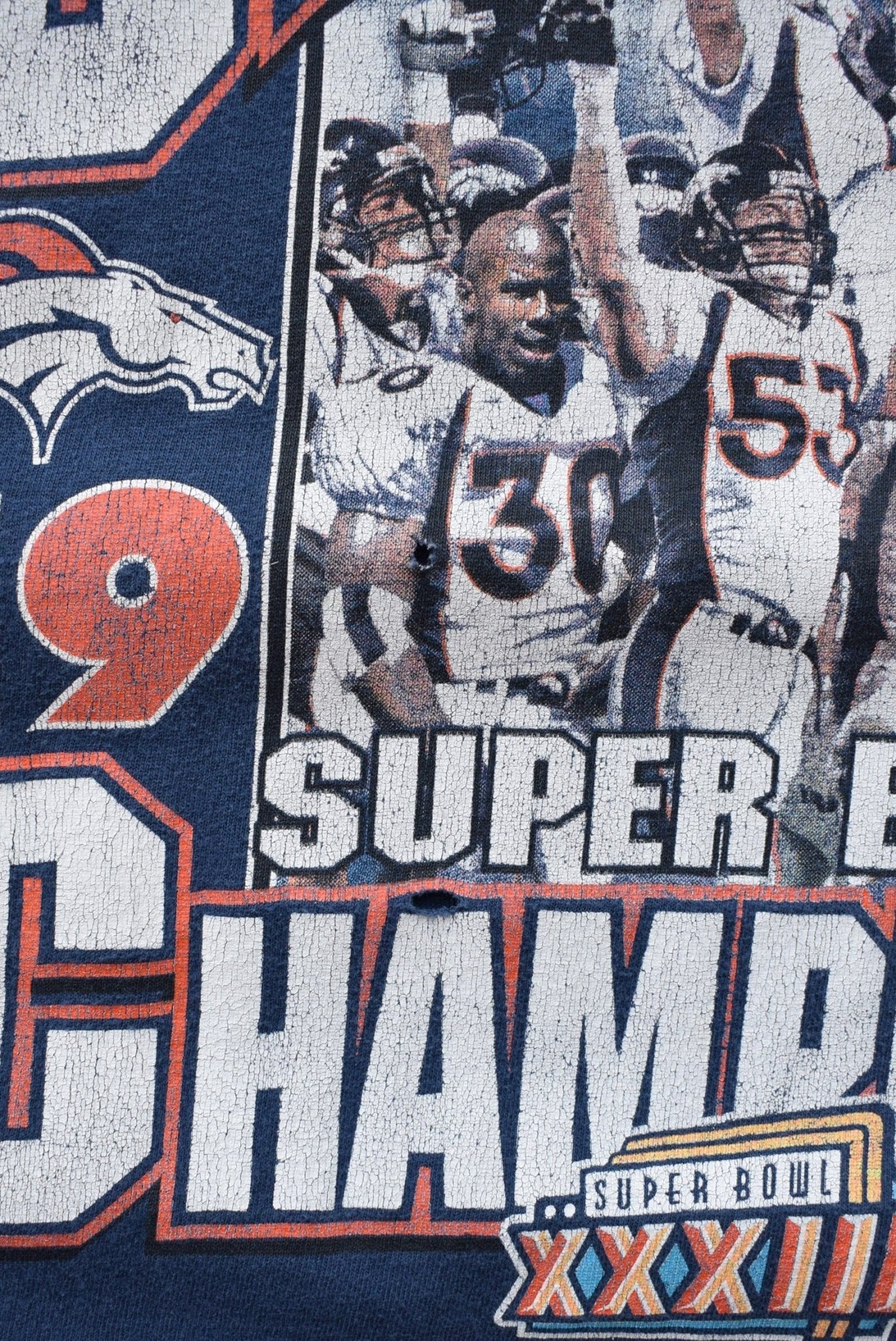 NFL Denver Broncos Superbowl XXXIII Champions Navy Graphic Tee — 1998 (L) - Retrospective Store