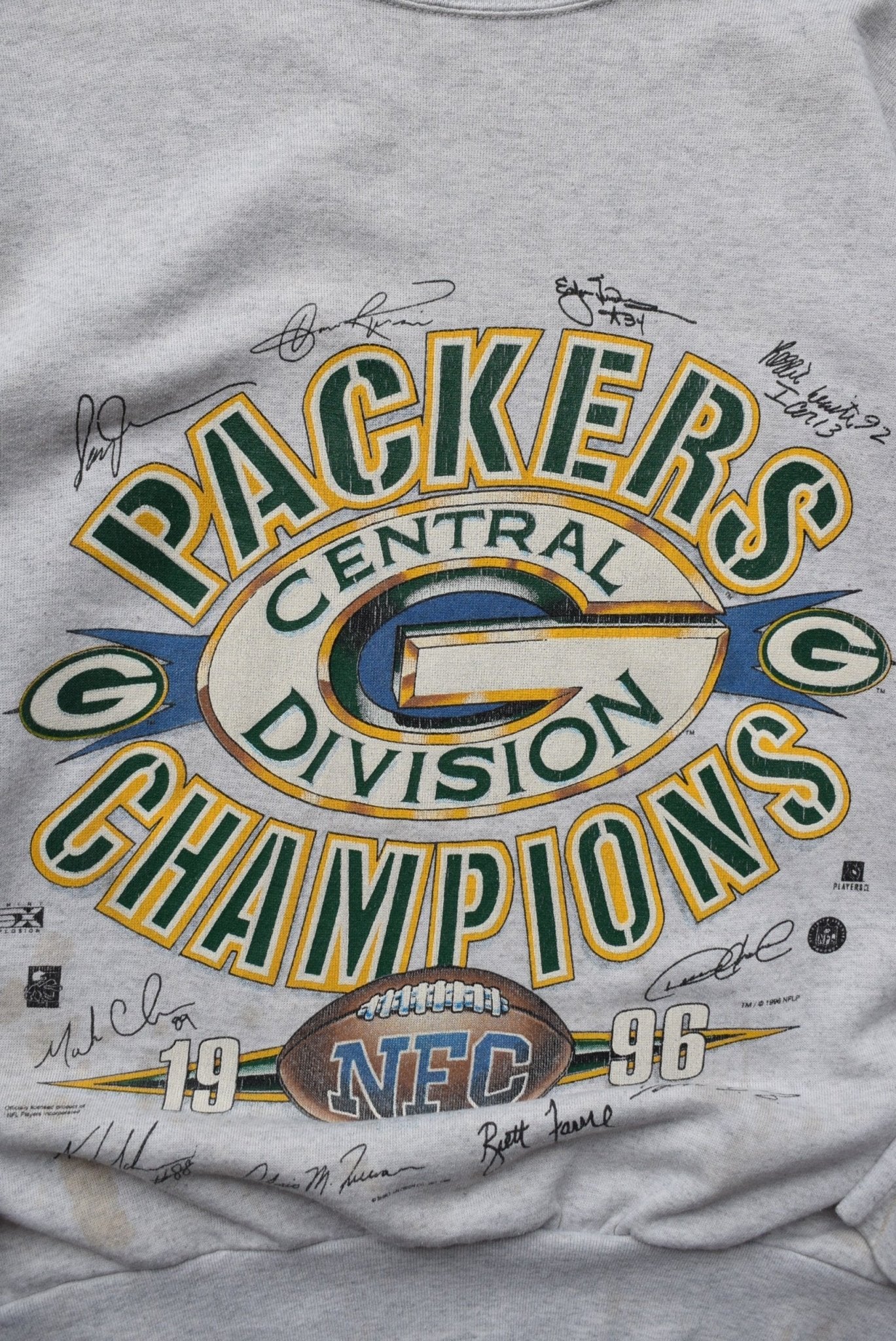 NFL Green Bay Packers Champions Grey Graphic Crewneck — 1996 (S/M) - Retrospective Store