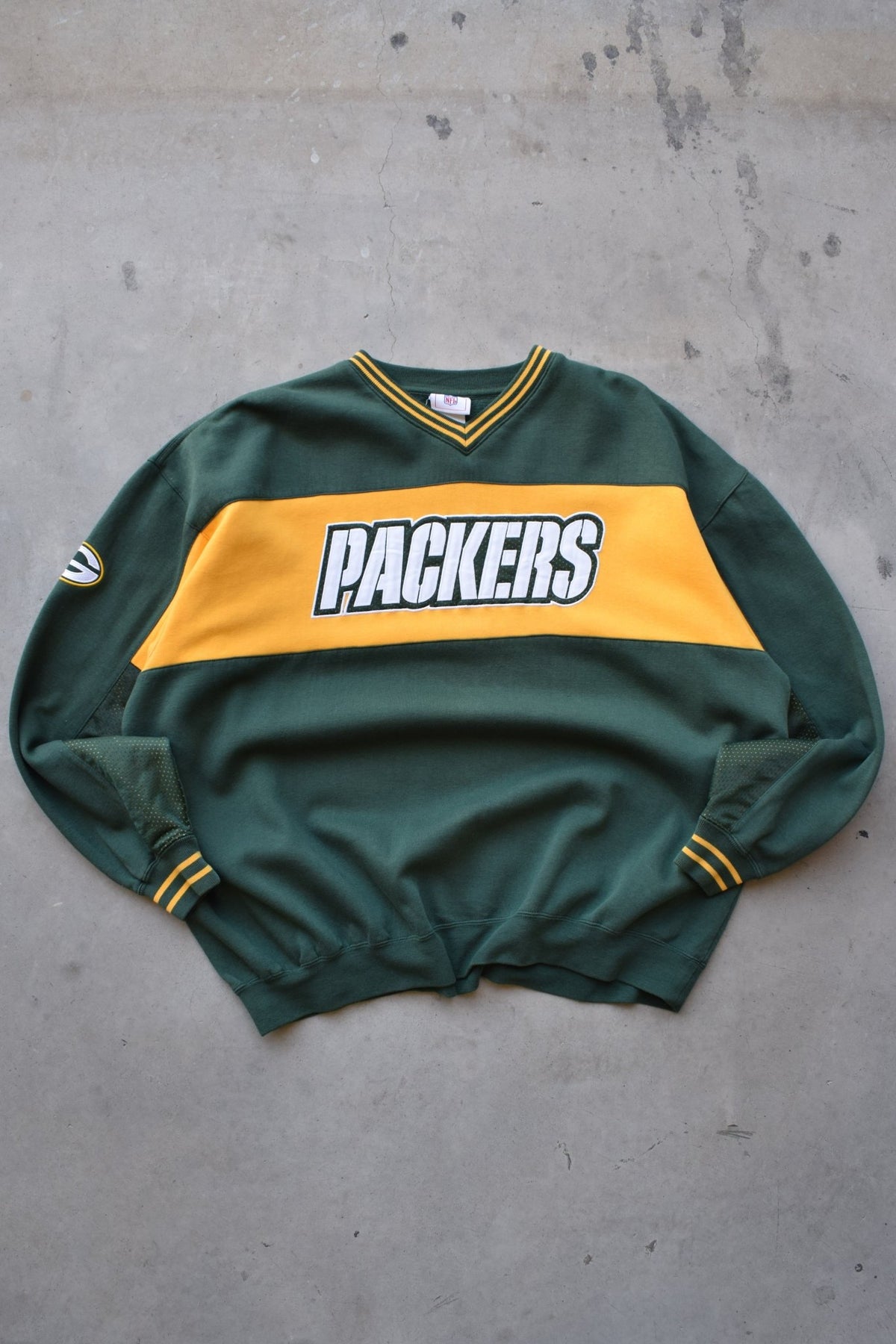 NFL Green Bay Packers Green & Yellow Embroidered Crewneck — 2000s (XXL) - Retrospective Store