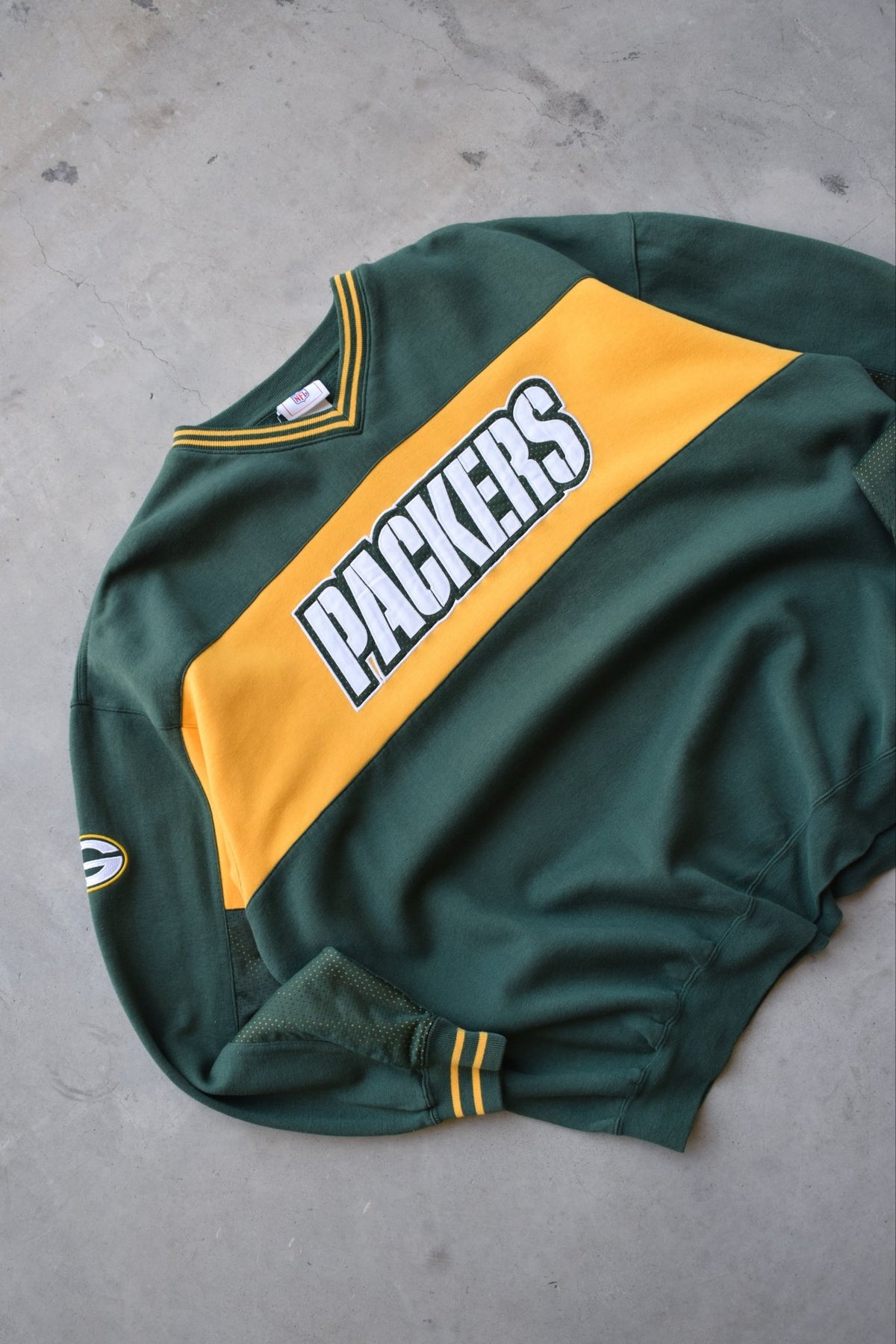 NFL Green Bay Packers Green & Yellow Embroidered Crewneck — 2000s (XXL) - Retrospective Store