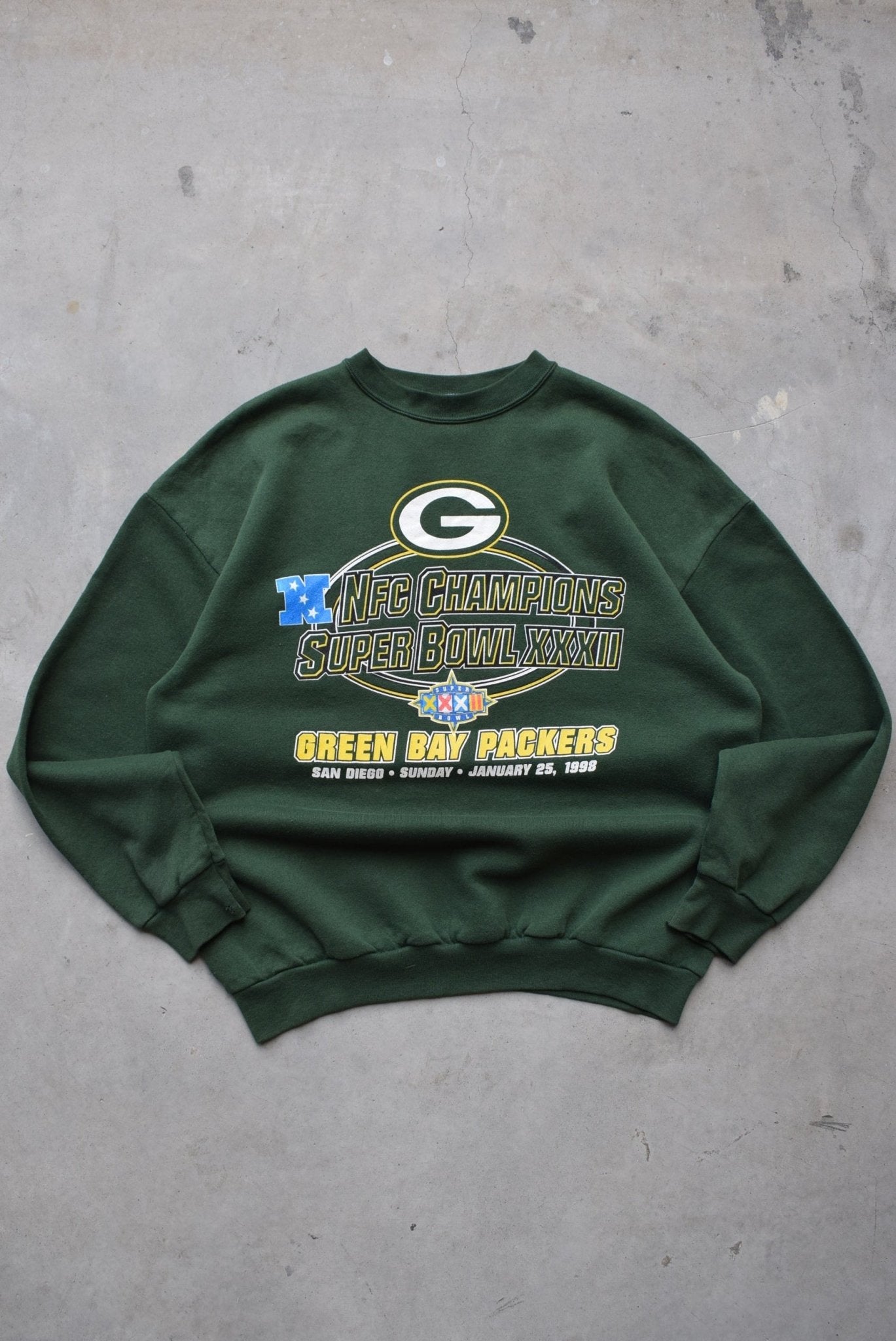 NFL Green Bay Packers Superbowl Champions Green Crewneck — 1998 (L) - Retrospective Store