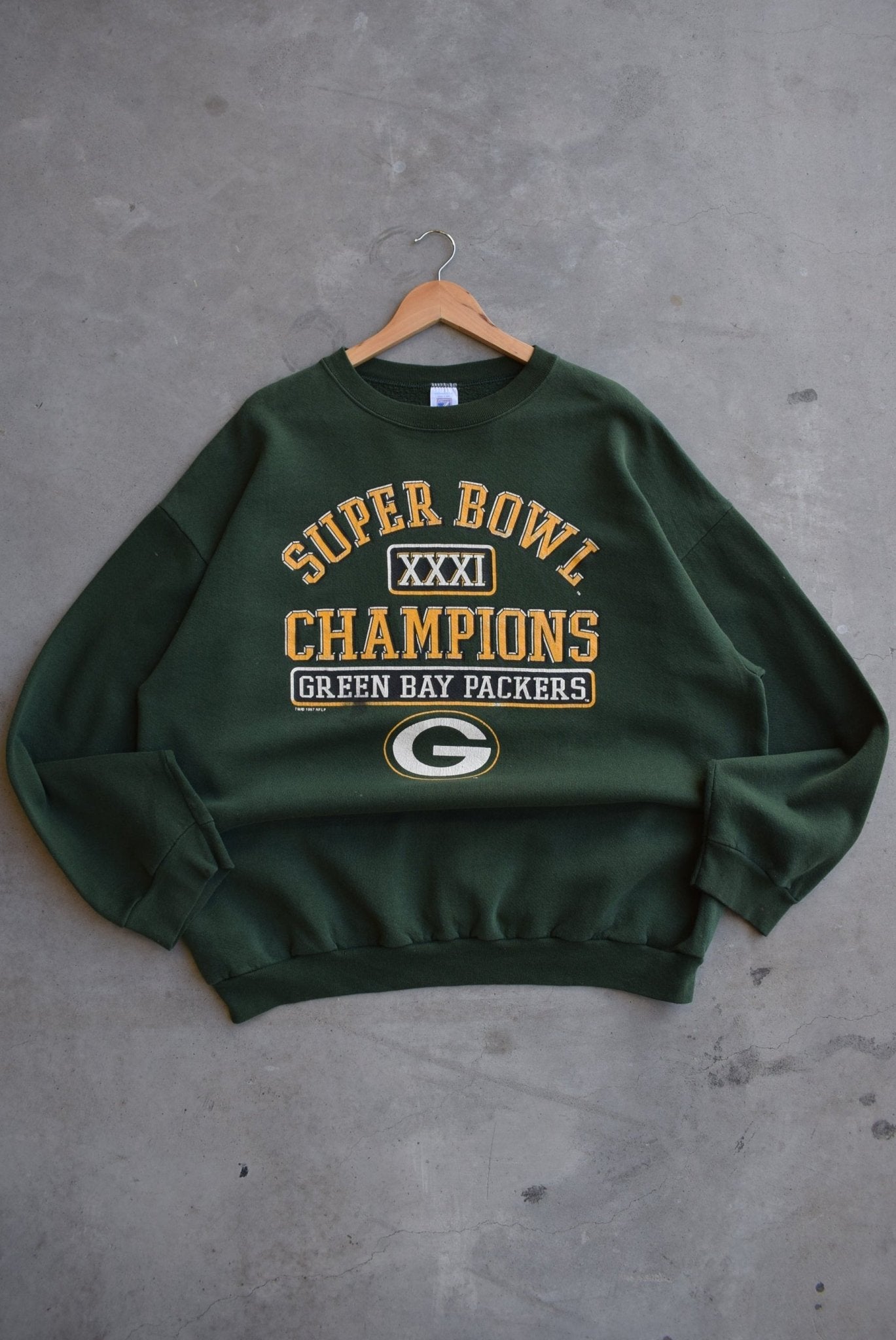 NFL Green Bay Packers Superbowl XXXI Champions Crewneck — 1997 (XL) - Retrospective Store