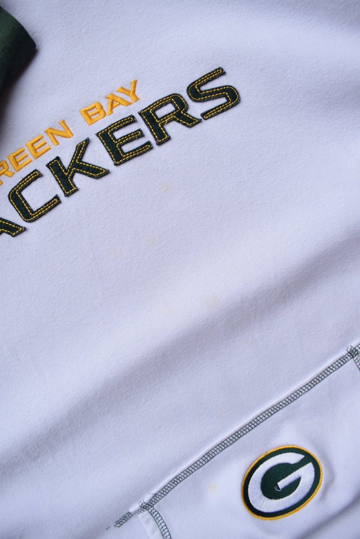 NFL Green Bay Packers White & Green Embroidered Quarter Zip — 2000s (XXL) - Retrospective Store