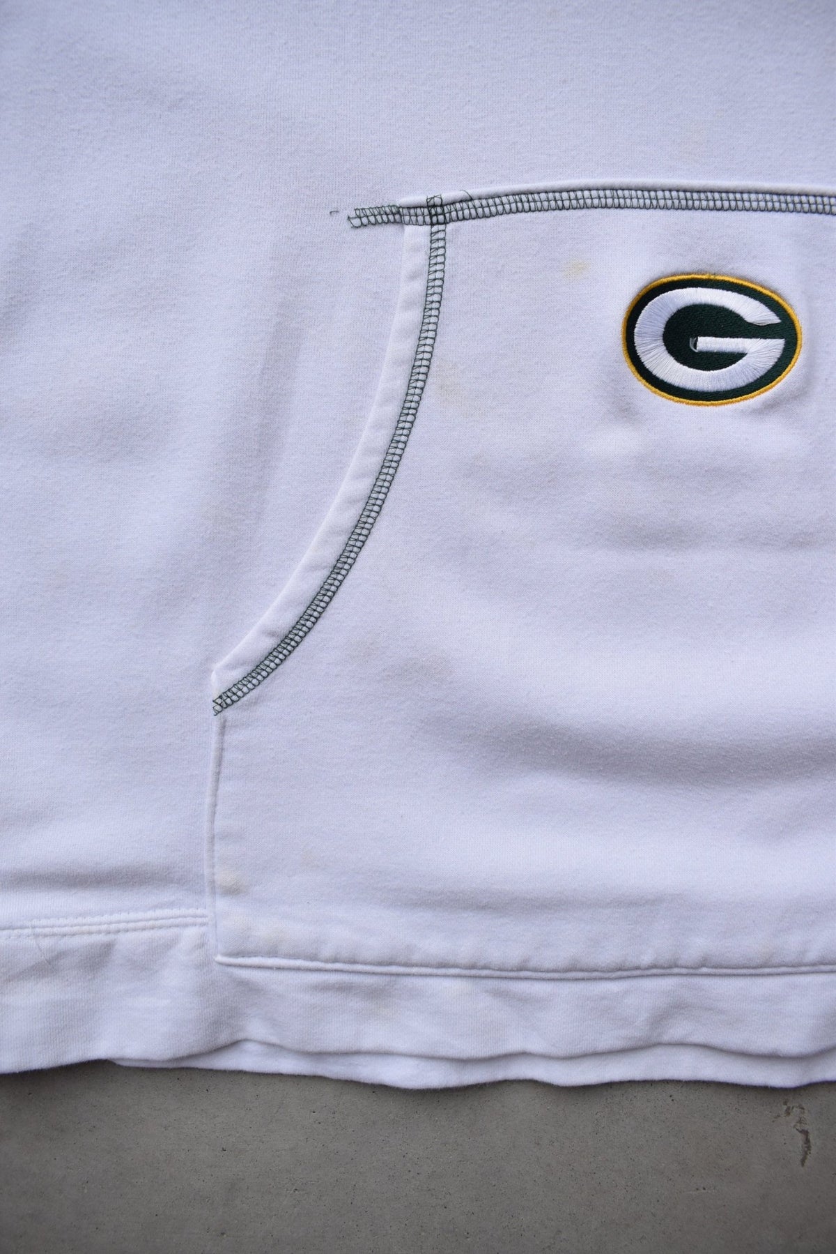 NFL Green Bay Packers White & Green Embroidered Quarter Zip — 2000s (XXL) - Retrospective Store