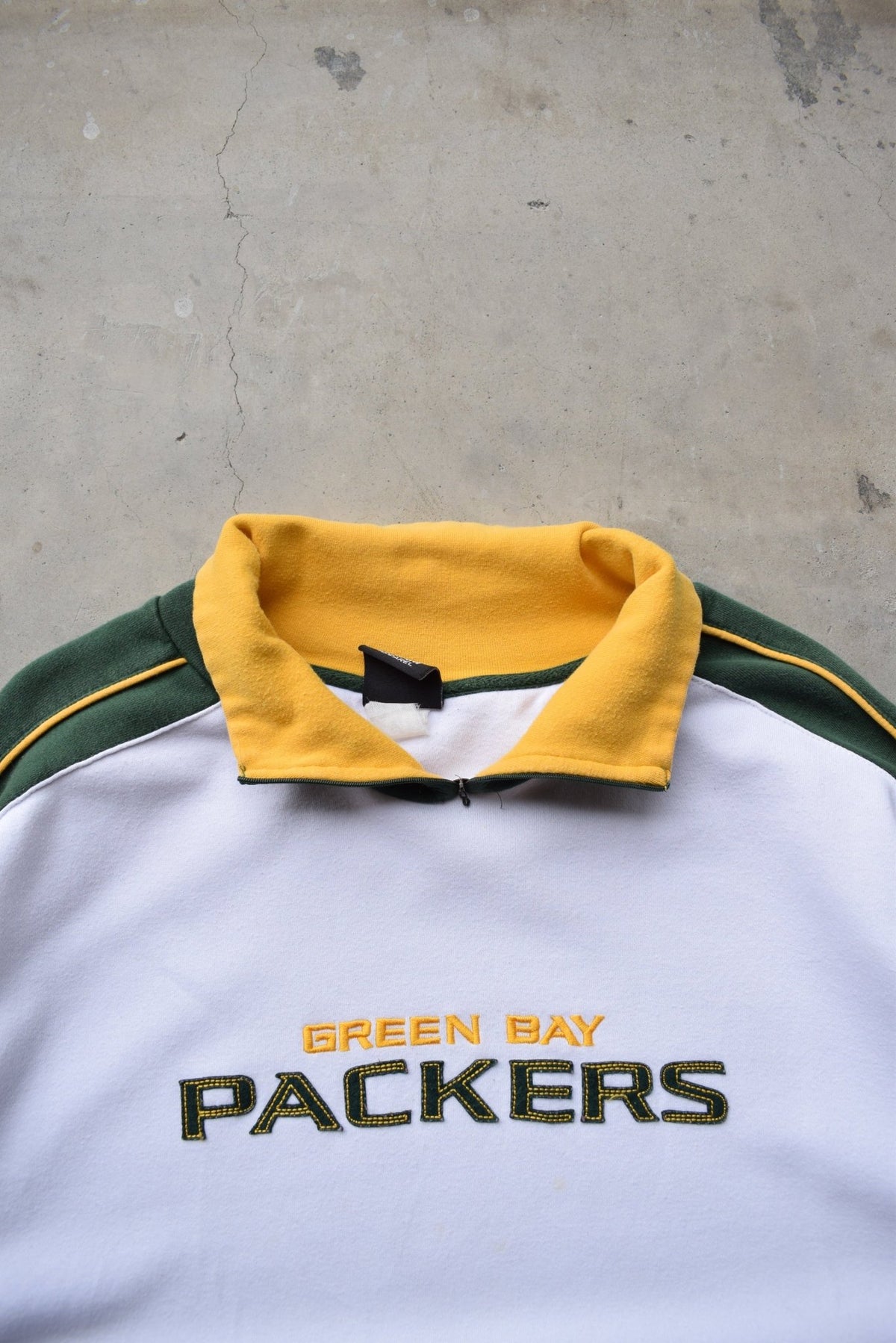 NFL Green Bay Packers White & Green Embroidered Quarter Zip — 2000s (XXL) - Retrospective Store