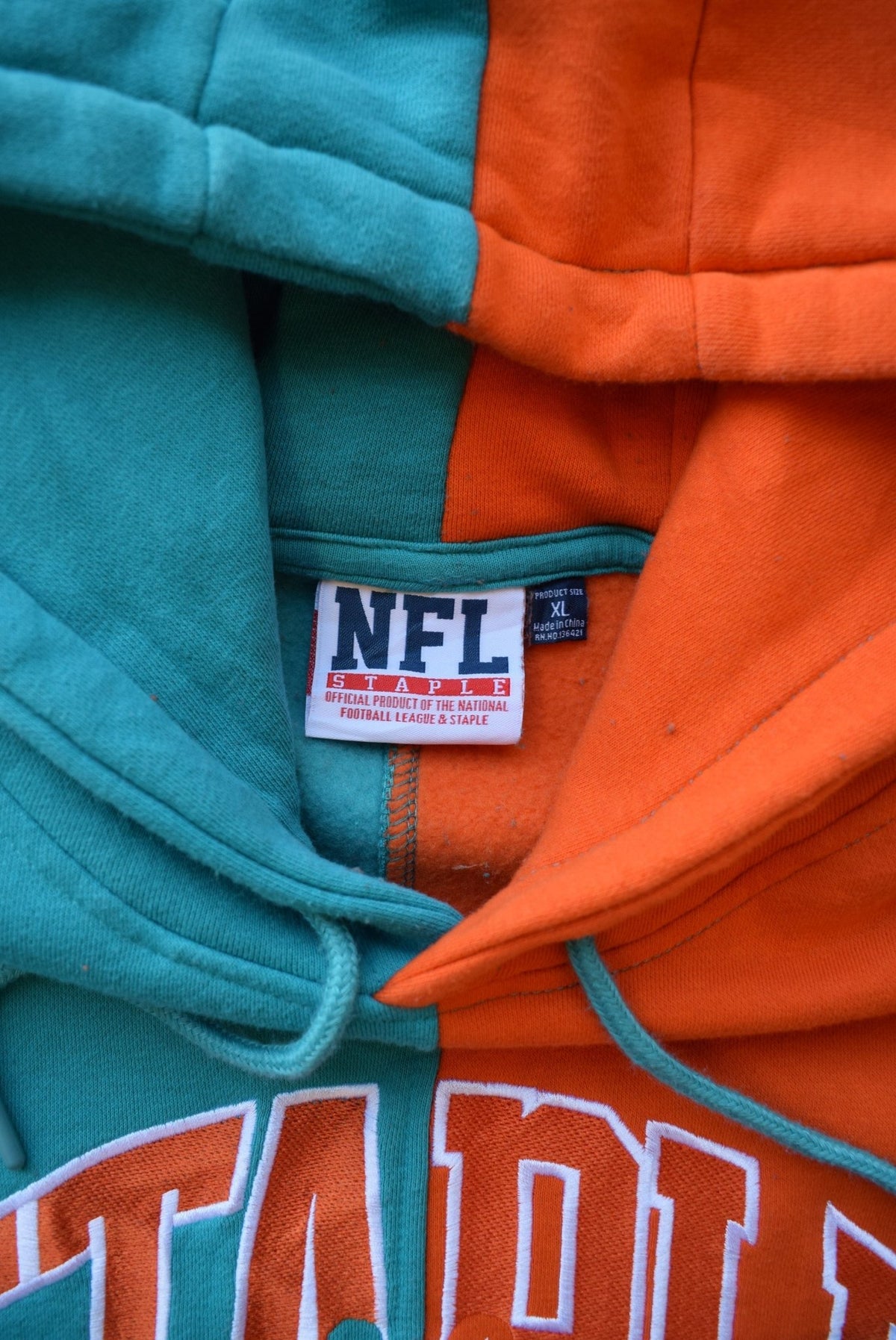NFL Miami Dolphins Blue & Orange Embroidered Hoodie — 2000s (L/XL) - Retrospective Store