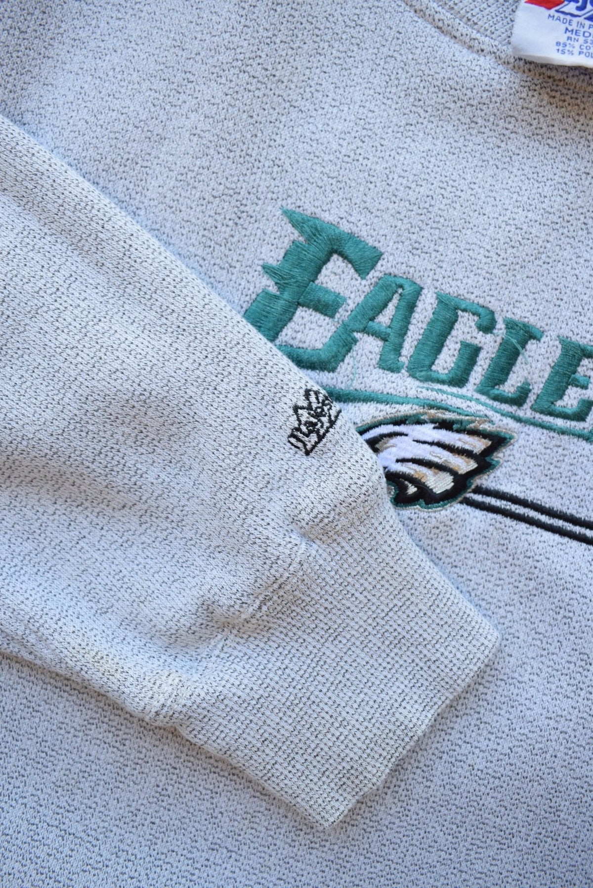 NFL Philadelphia Eagles Grey Embroidered Crewneck — 2000s (M/L) - Retrospective Store