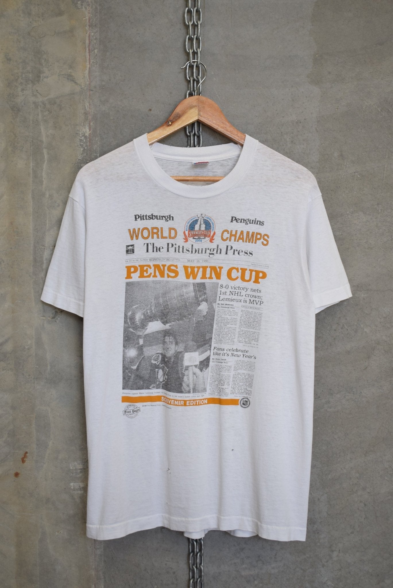 NHL Pittsburgh Penguins World Champs Tee — 1991 (M) - Retrospective Store