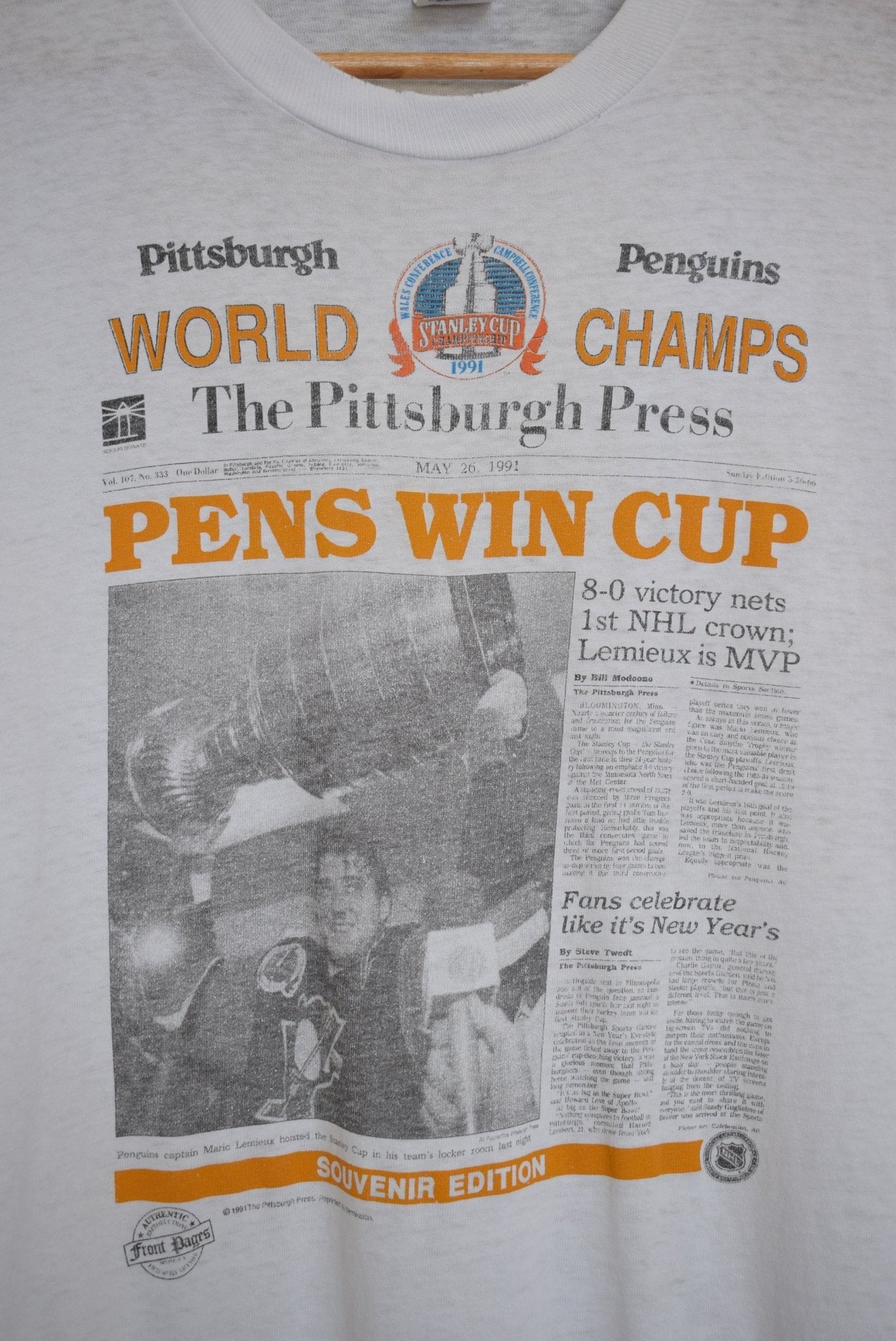NHL Pittsburgh Penguins World Champs Tee — 1991 (M) - Retrospective Store