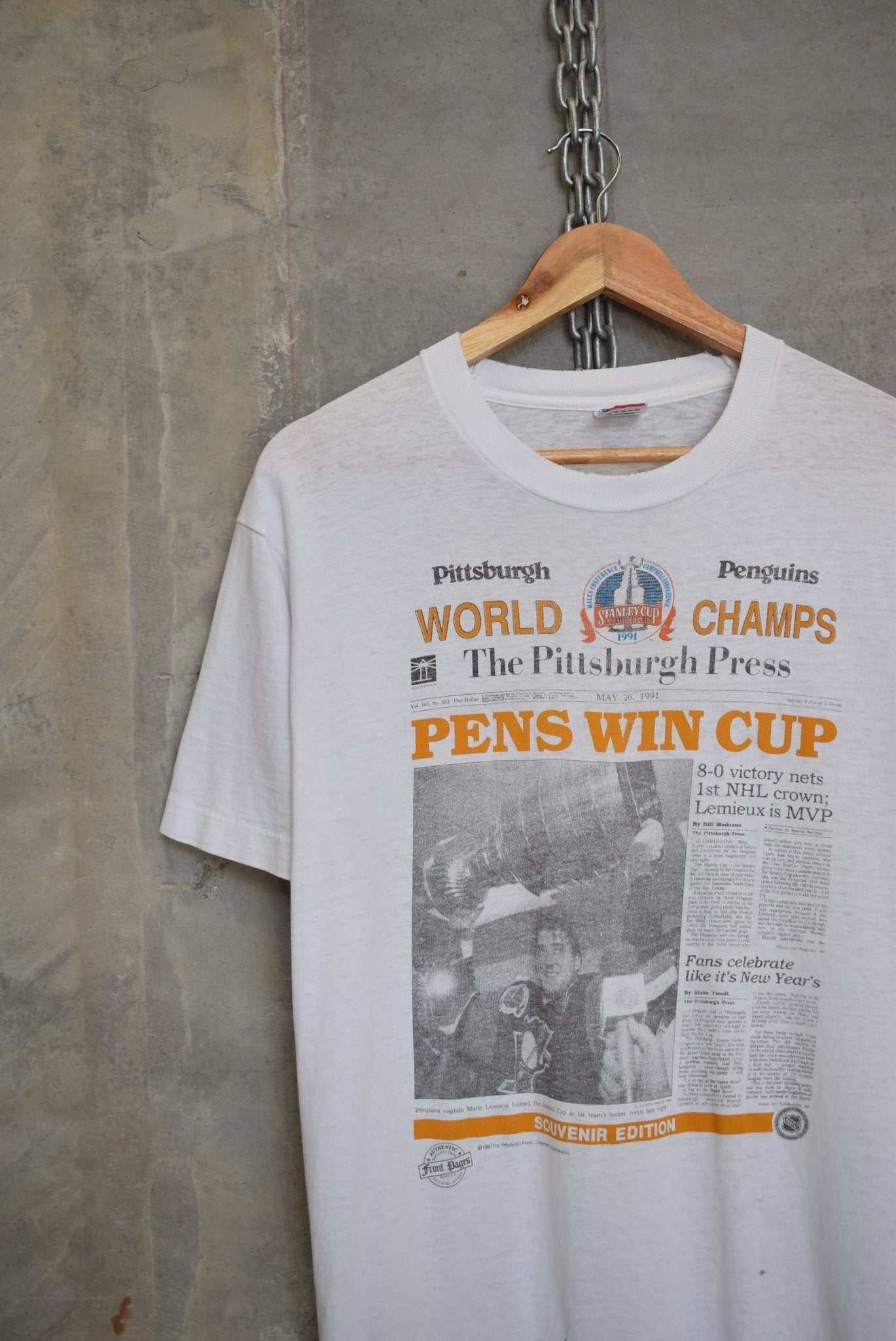 NHL Pittsburgh Penguins World Champs Tee — 1991 (M) - Retrospective Store