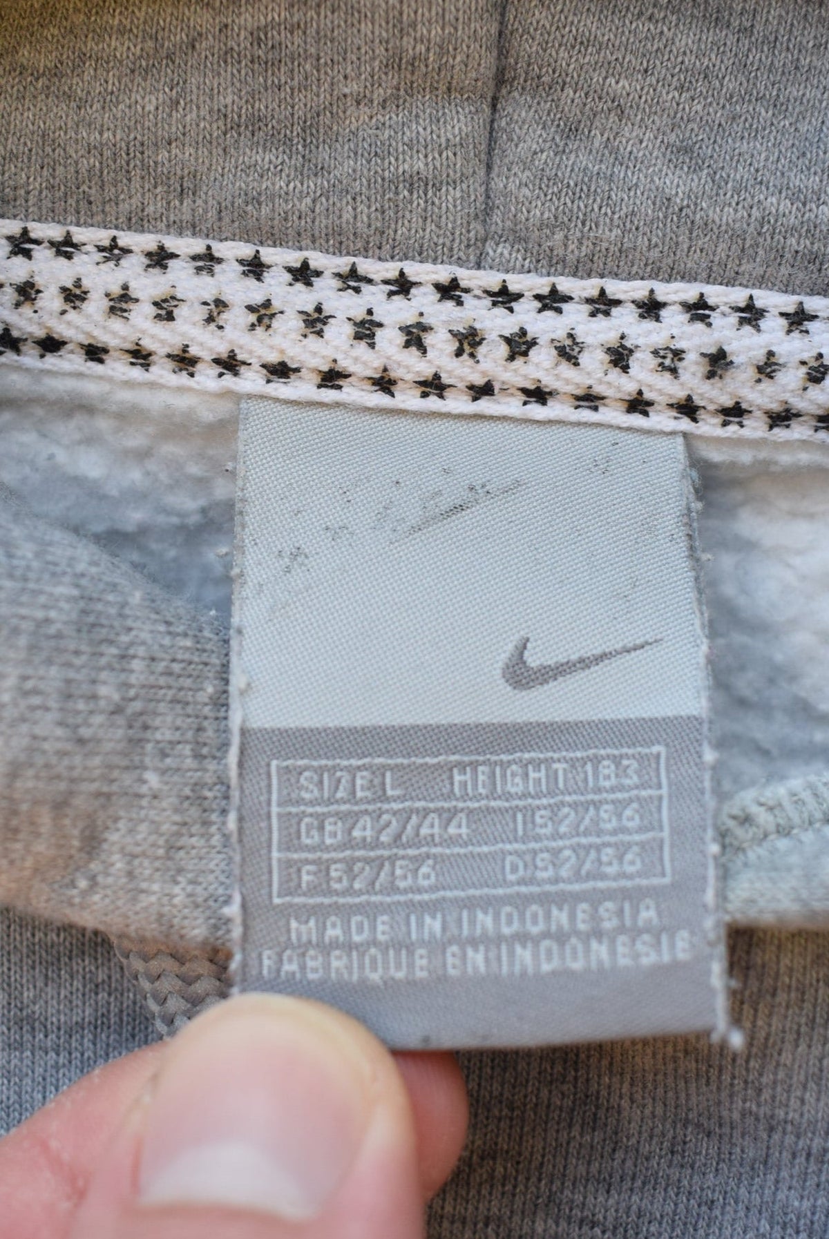 Nike Air Grey Embroidered Spellout Hoodie — 2000s (L) - Retrospective Store