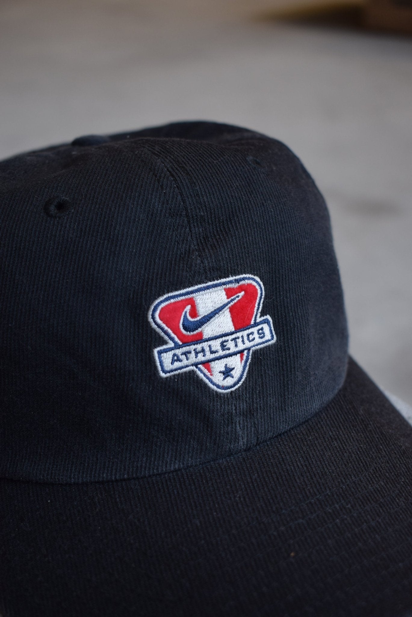 Nike Athletics Black Embroidered Swoosh Hat — 1990s - Retrospective Store