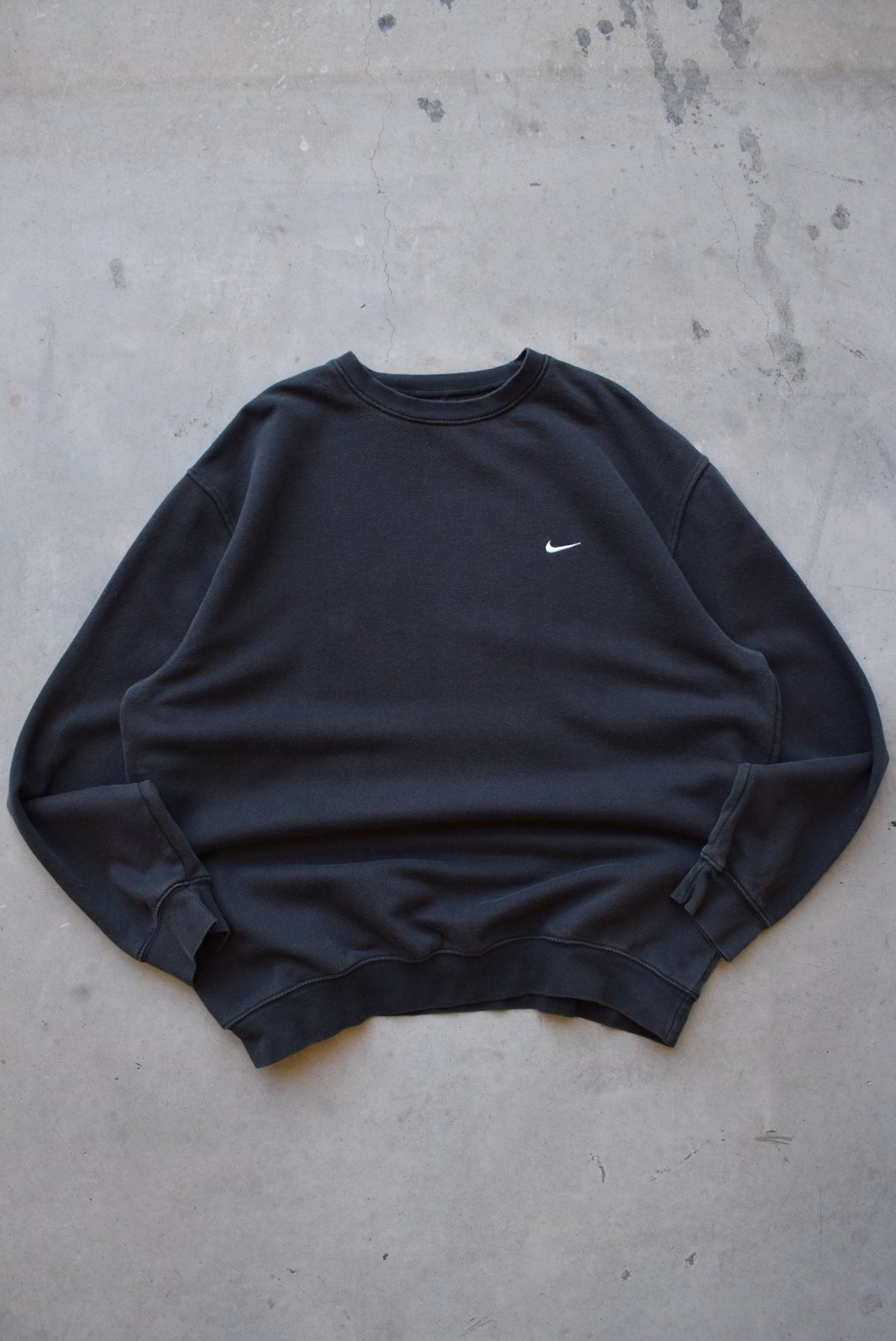 Nike Black Embroidered Swoosh Crewneck — 2000s (XXL) - Retrospective Store