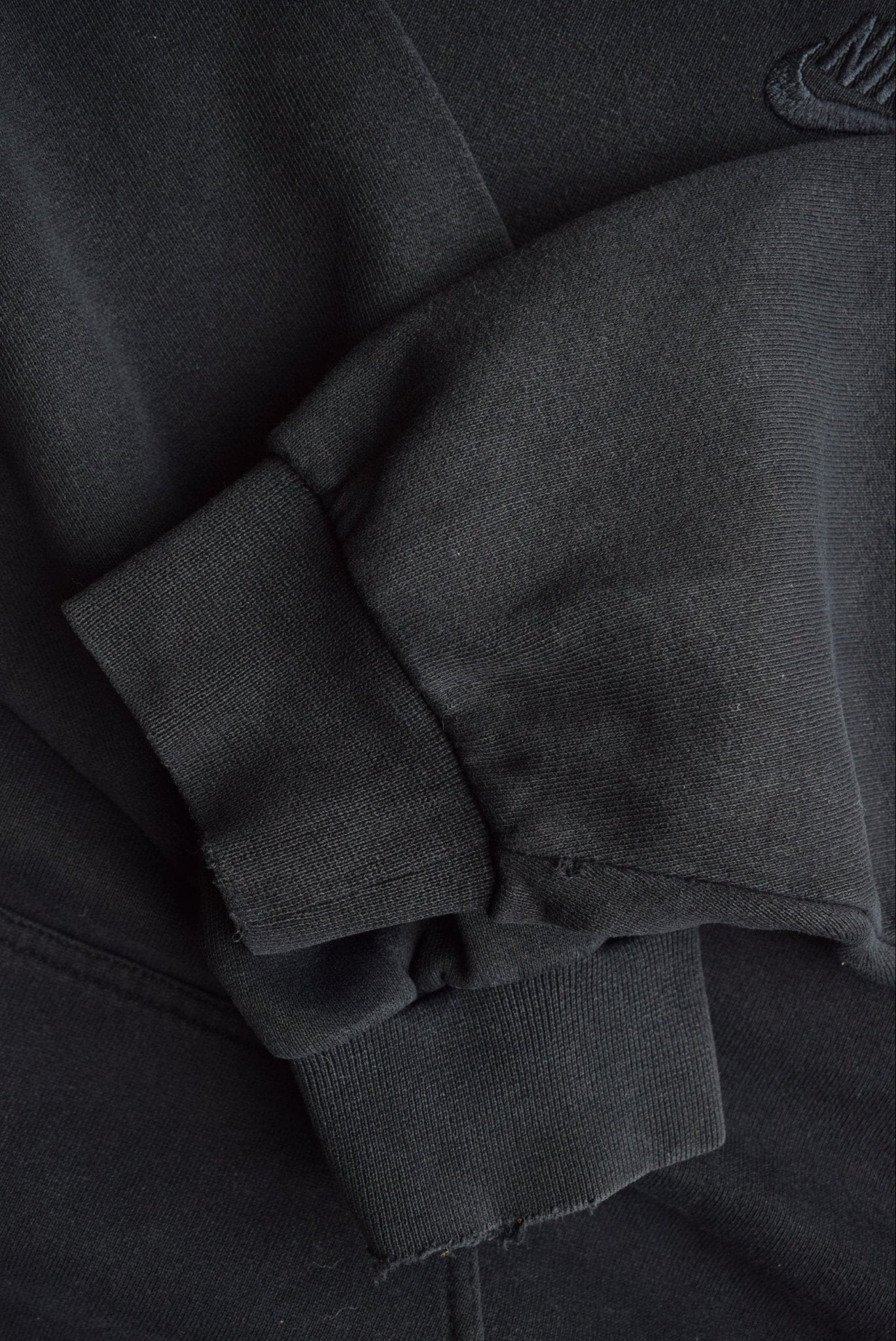 Nike Black Embroidered Swoosh Hoodie — 1990s (XXL) - Retrospective Store