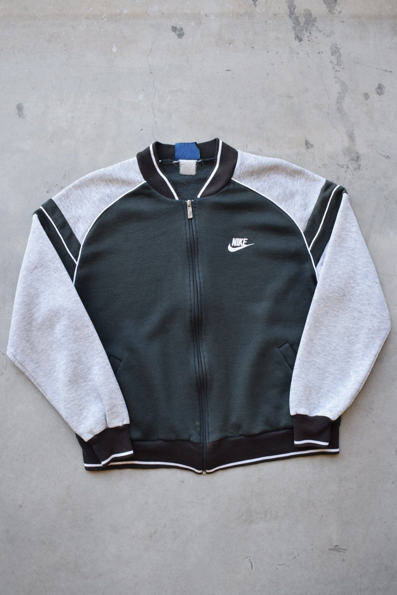 Nike Black & Grey Embroidered Swoosh Jacket — 1980s (M/L) - Retrospective Store