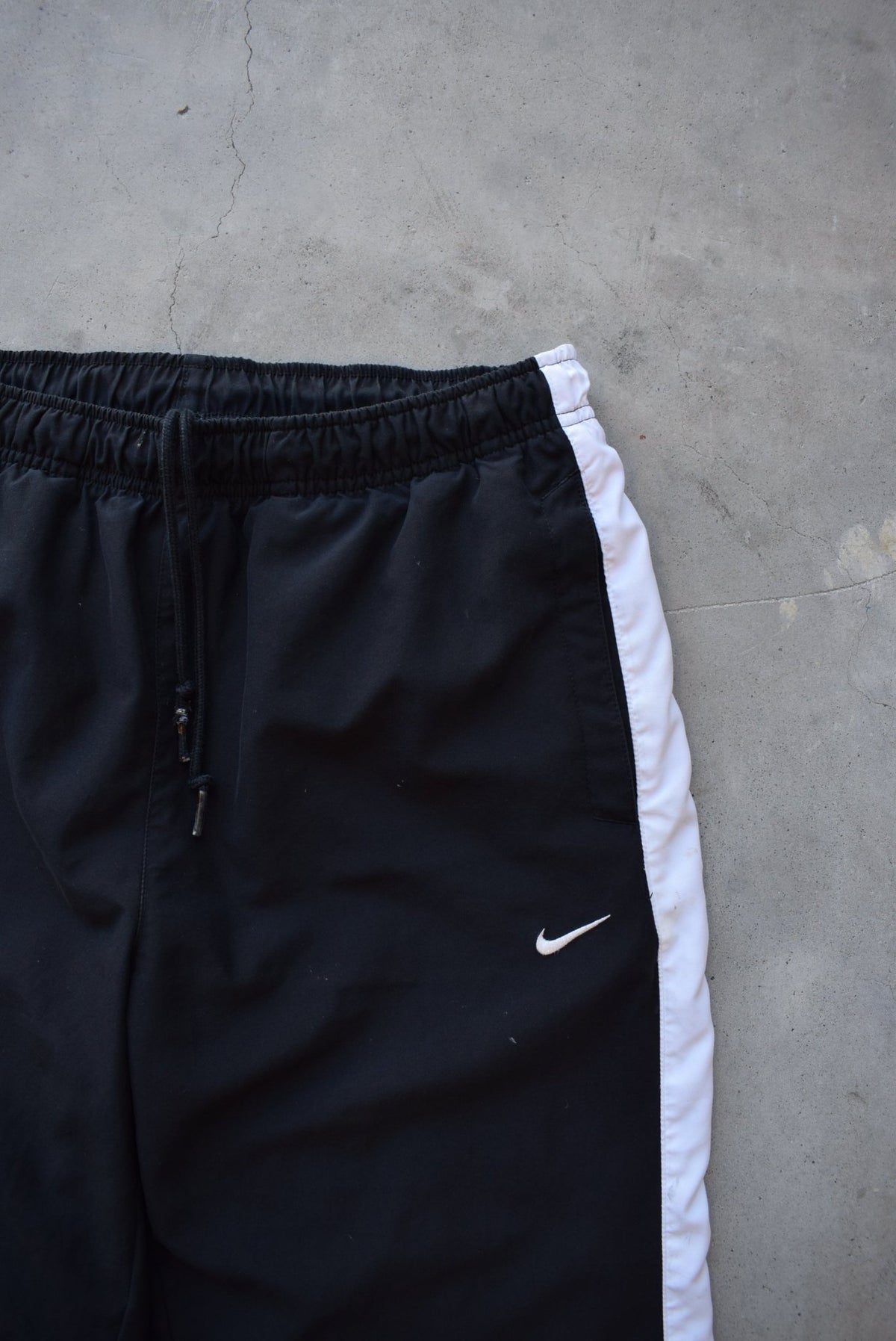 Nike Black & White Embroidered Swoosh Track Pants — 2000s (S/M) - Retrospective Store