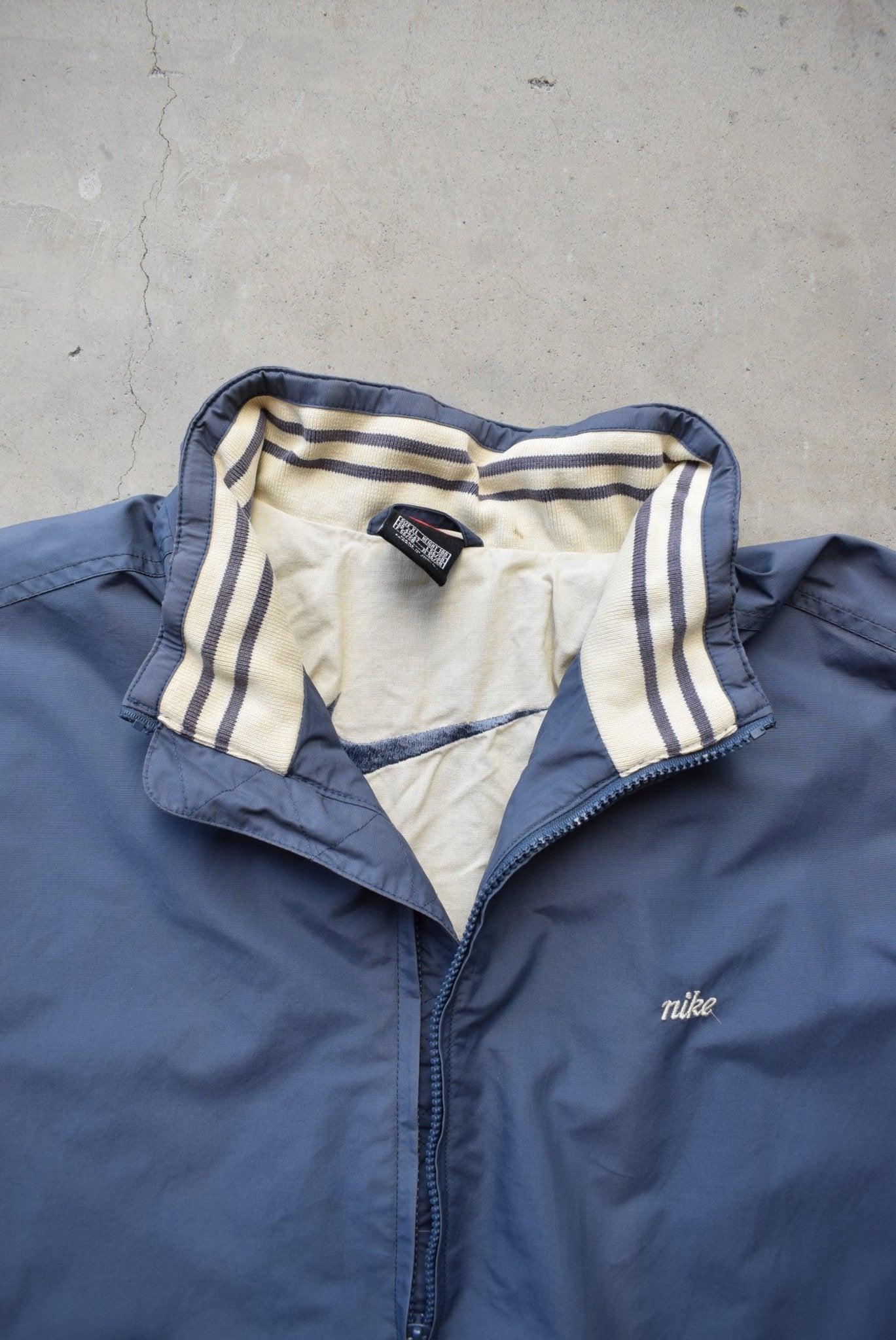 Nike Blue Embroidered Spellout Jacket — 1990s (XL) - Retrospective Store