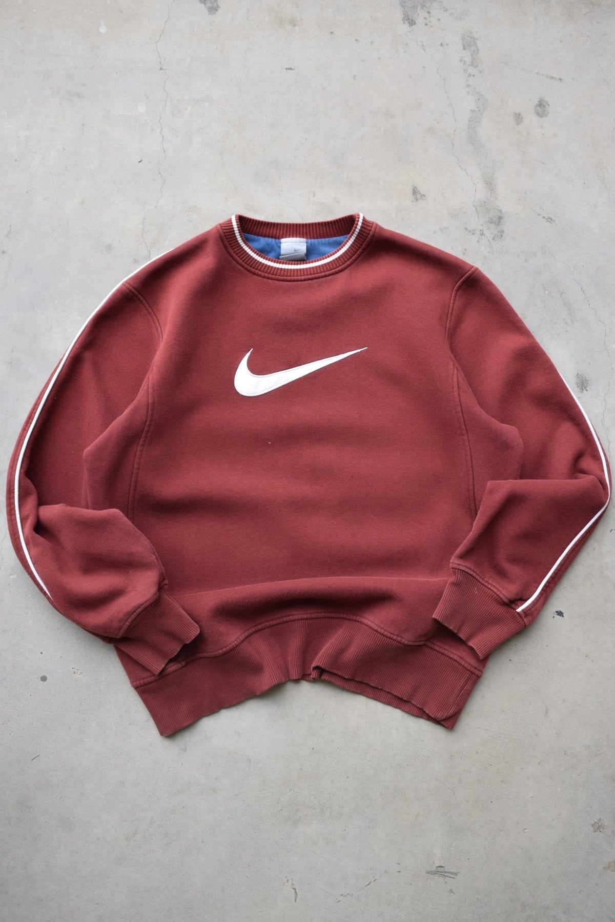 Nike Burgundy Embroidered Swoosh Crewneck — 2000s (M) - Retrospective Store
