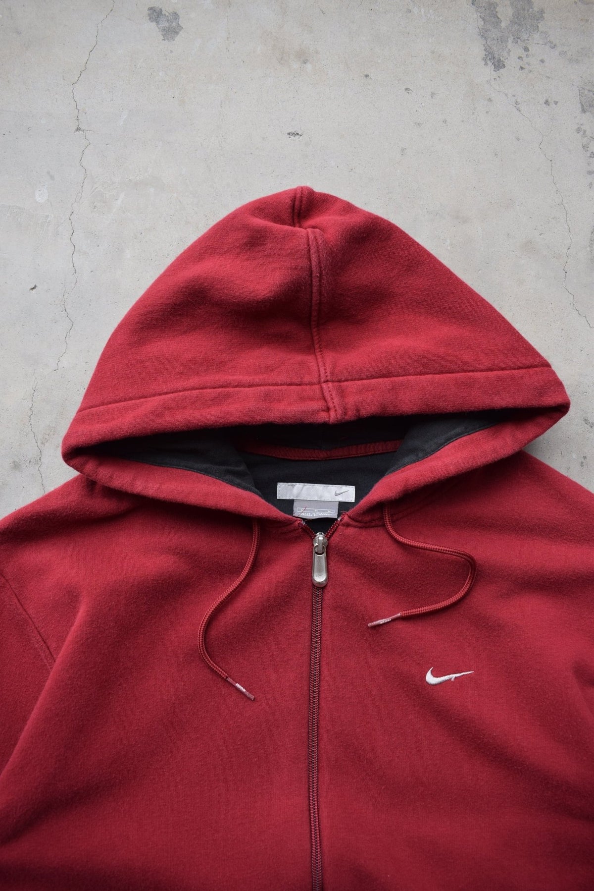 Nike Burgundy Embroidered Swoosh Full-Zip Hoodie — 2000s (M) - Retrospective Store