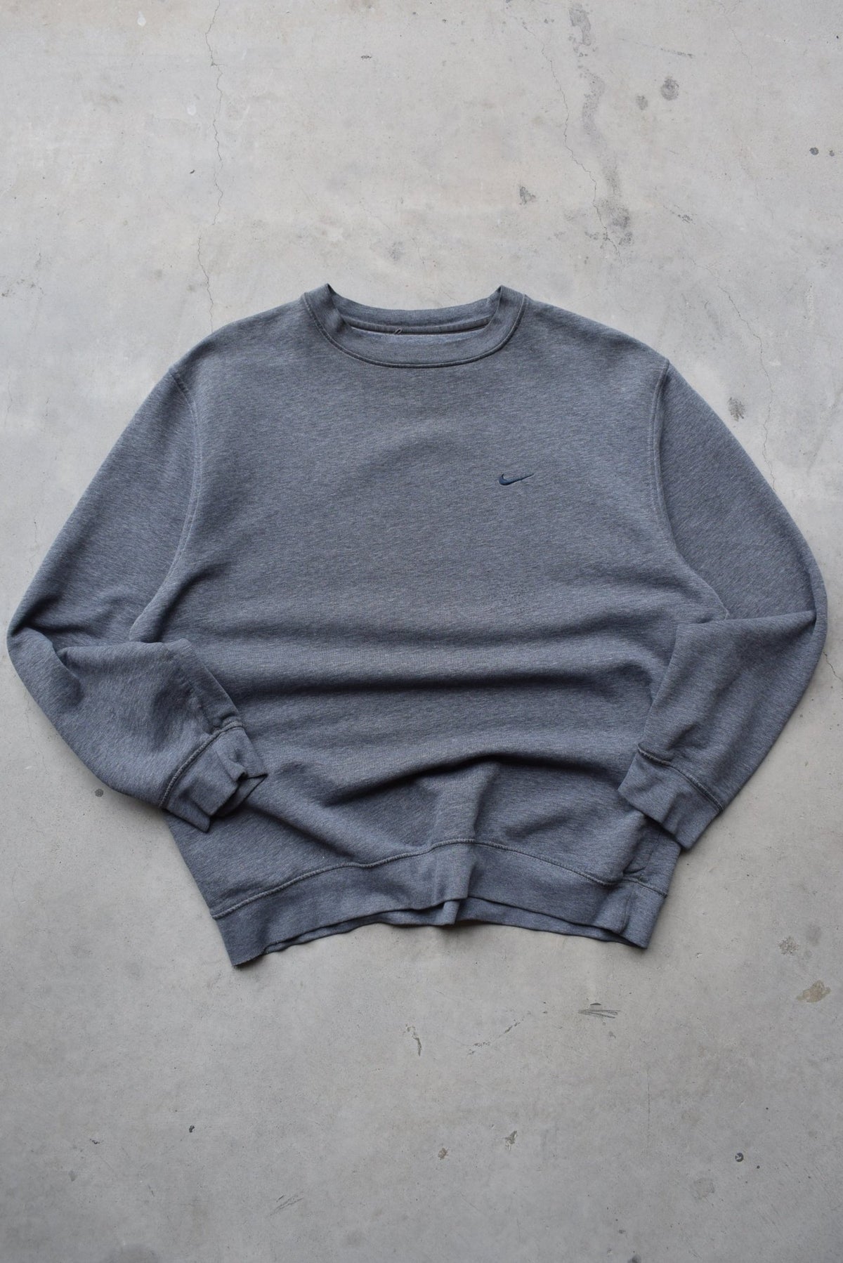 Nike Charcoal Embroidered Swoosh Crewneck — 1990s (L) - Retrospective Store
