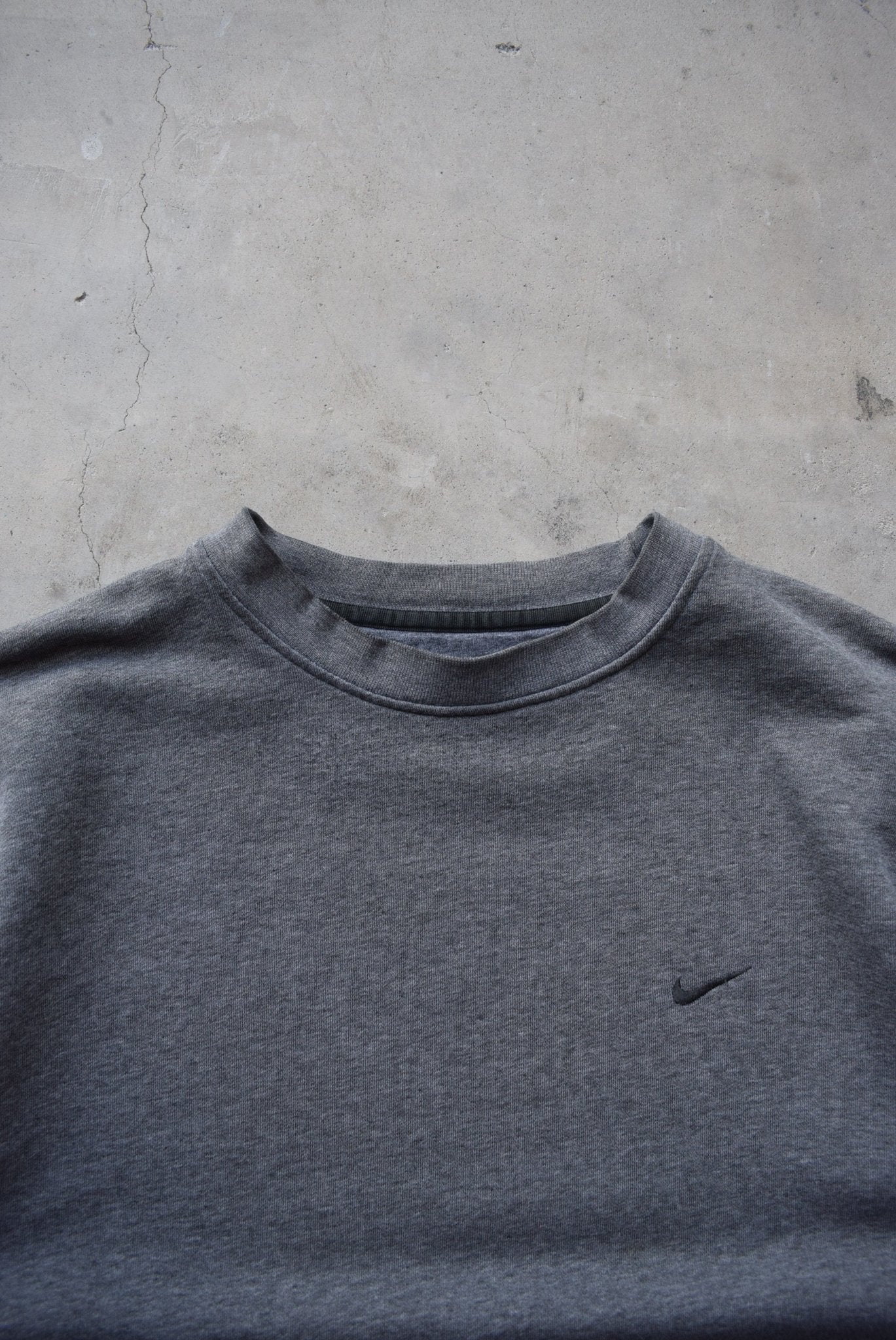 Nike Charcoal Embroidered Swoosh Crewneck — 2000s (L) - Retrospective Store
