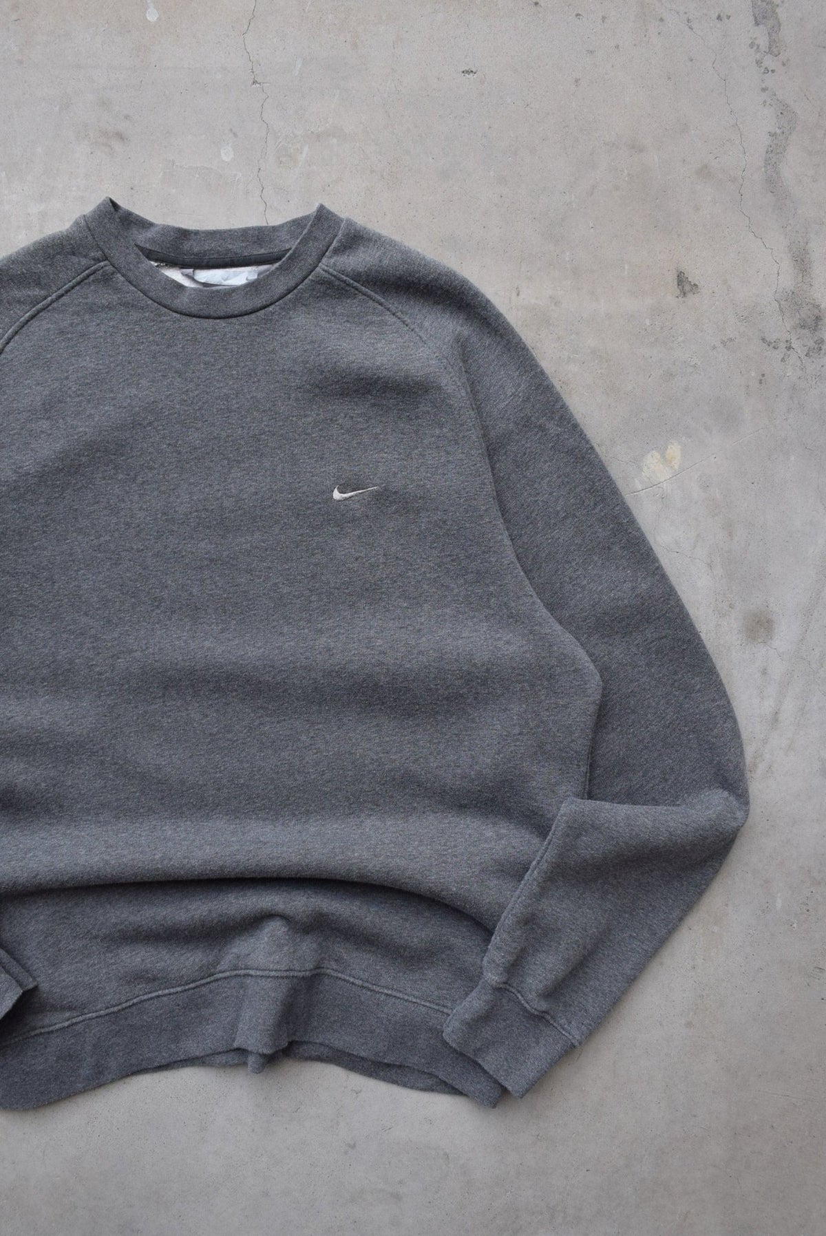 Nike Charcoal Embroidered Swoosh Crewneck — 2000s (XL) - Retrospective Store