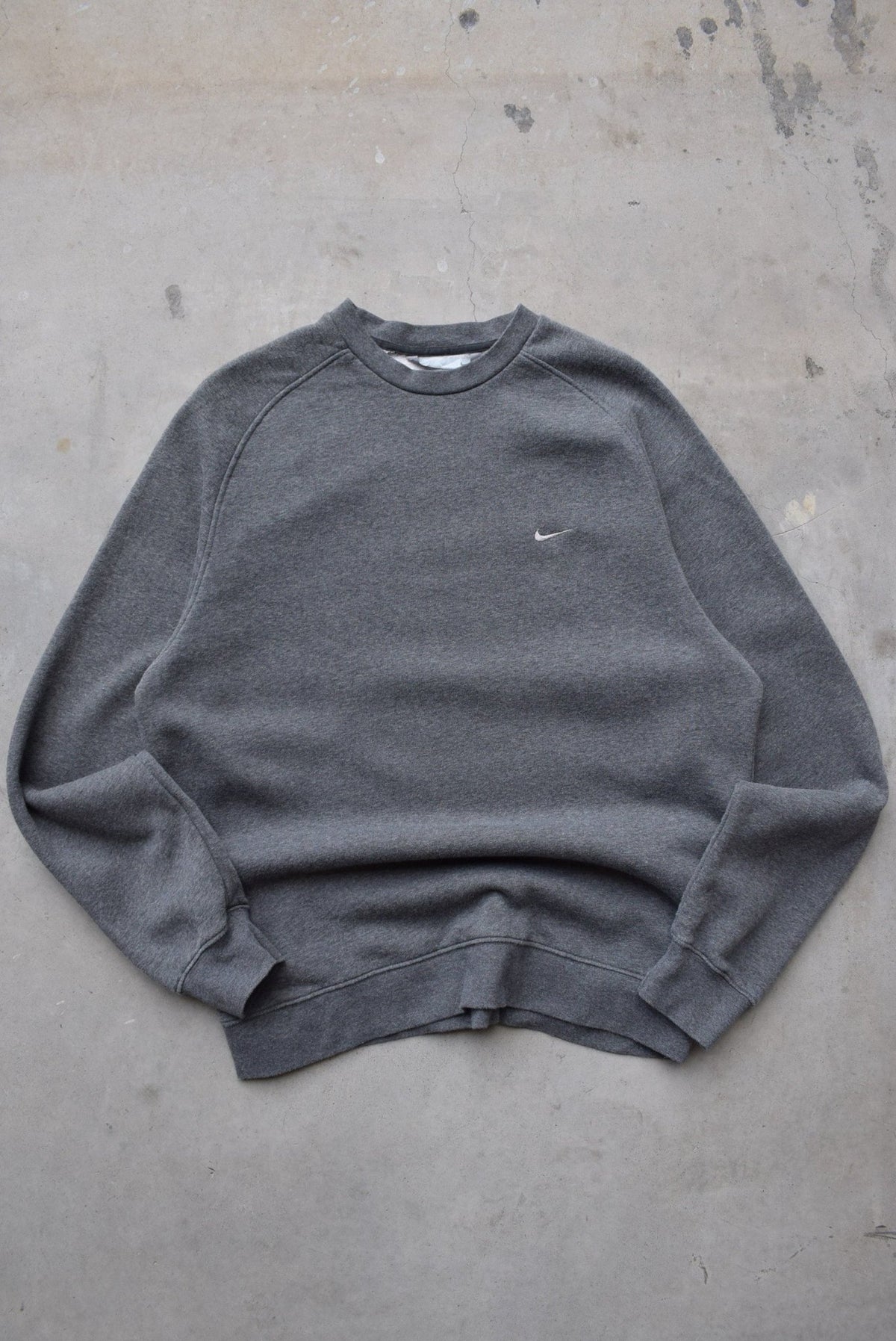 Nike Charcoal Embroidered Swoosh Crewneck — 2000s (XL) - Retrospective Store