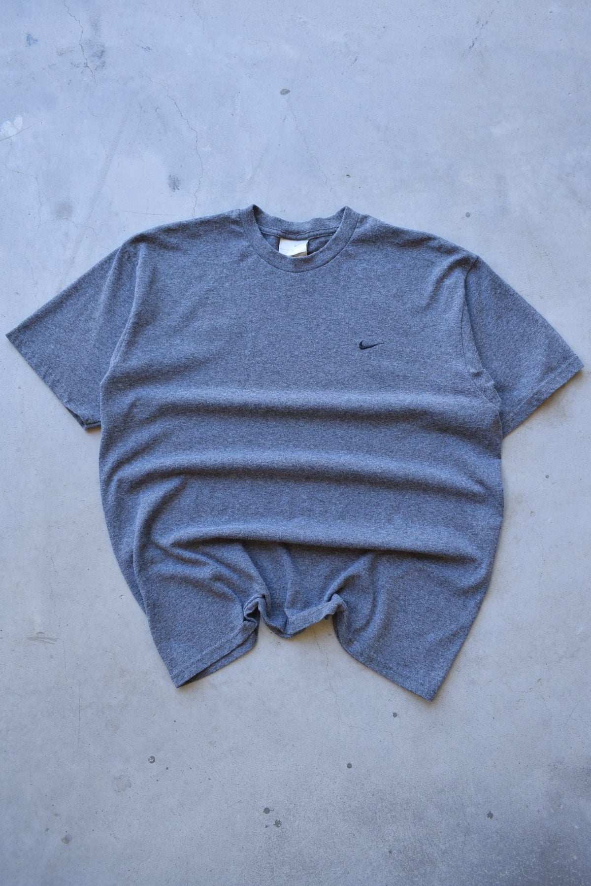 Nike Charcoal Embroidered Swoosh Tee — 2000s (M) - Retrospective Store