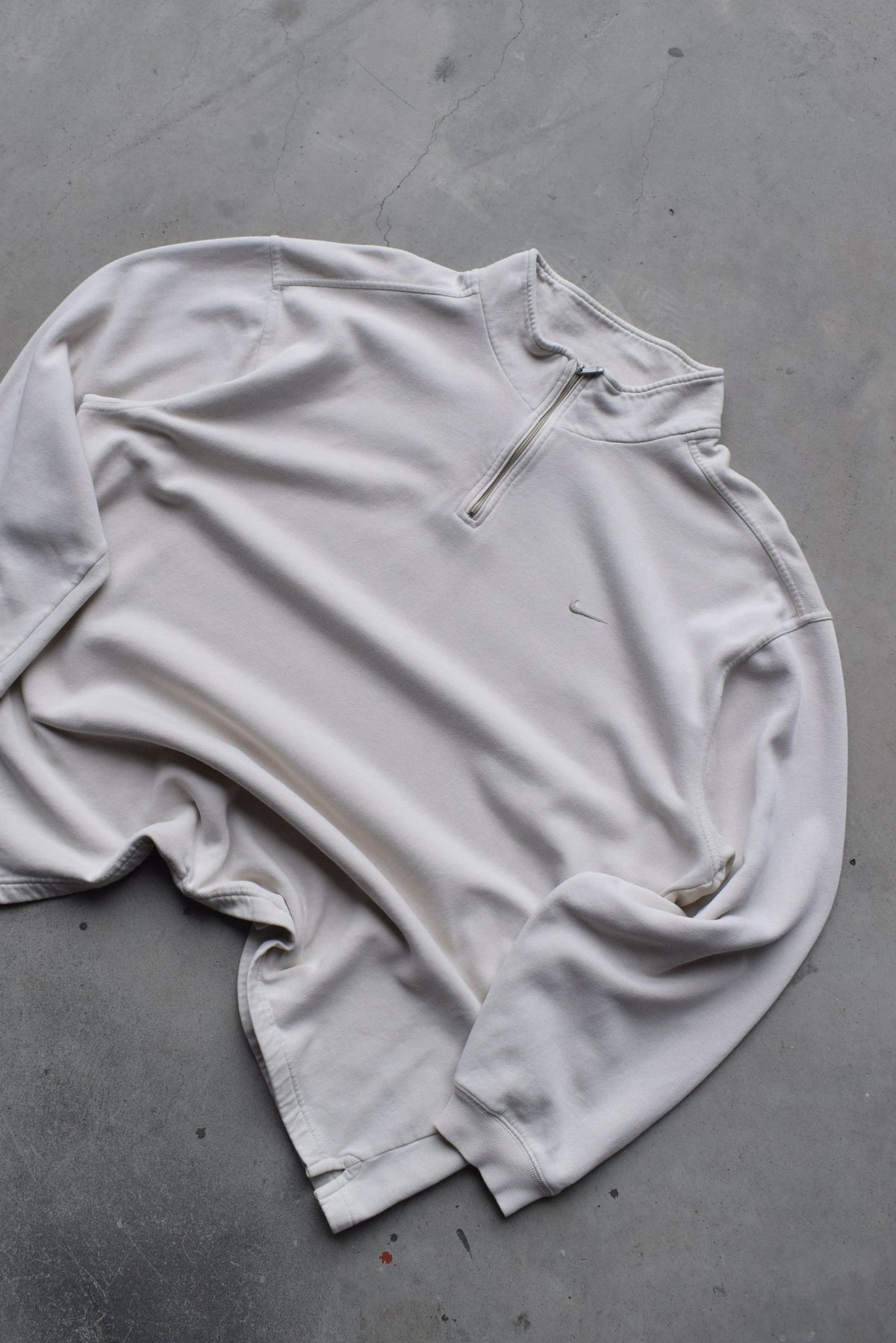 Nike Cream Embroidered Swoosh Quarter Zip — 2000s (XL) - Retrospective Store