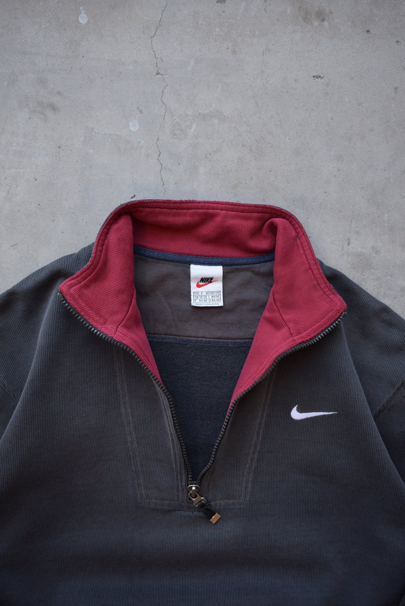 Nike Faded-Black Embroidered Swoosh Quarter Zip — 1990s (S) - Retrospective Store