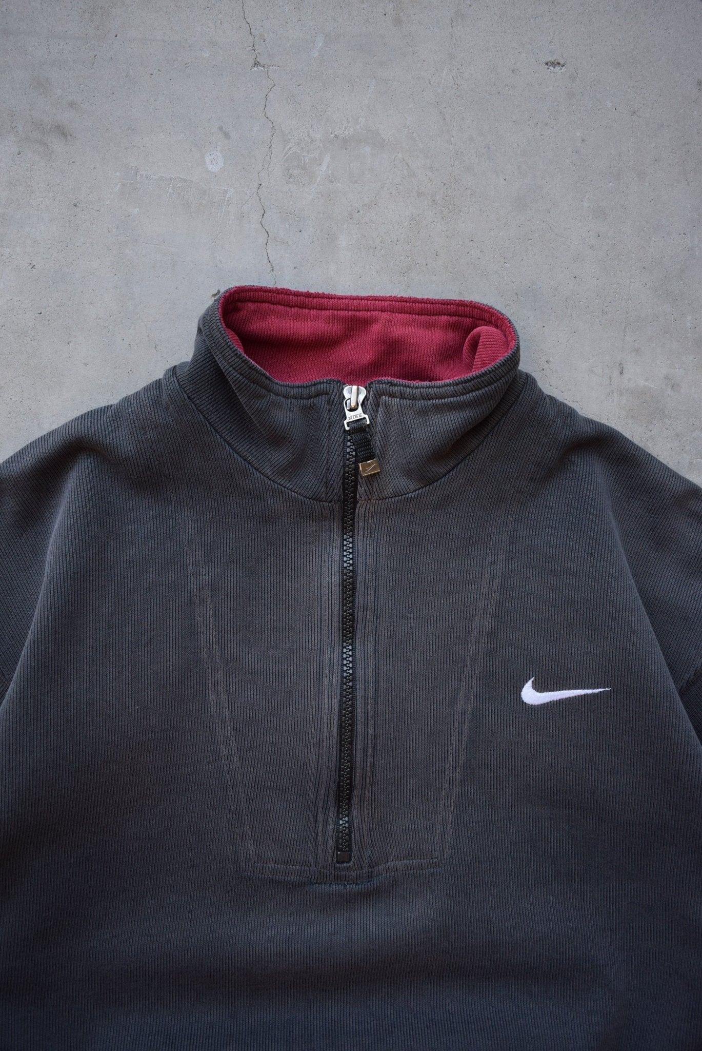 Nike Faded-Black Embroidered Swoosh Quarter Zip — 1990s (S) - Retrospective Store