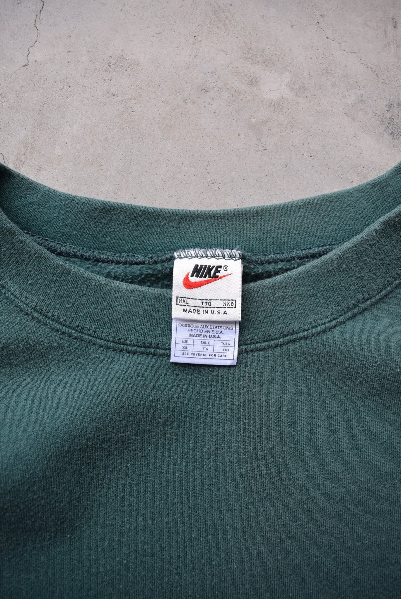 Nike Green Embroidered Swoosh Crewneck — 1990s (XXL) - Retrospective Store