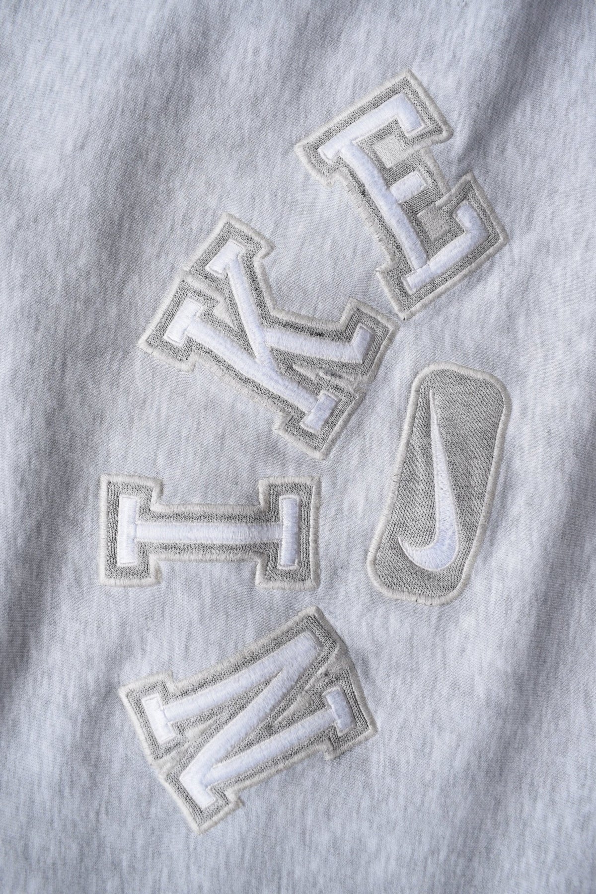 Nike Grey Embroidered Spellout Hoodie — 1990s (M) - Retrospective Store