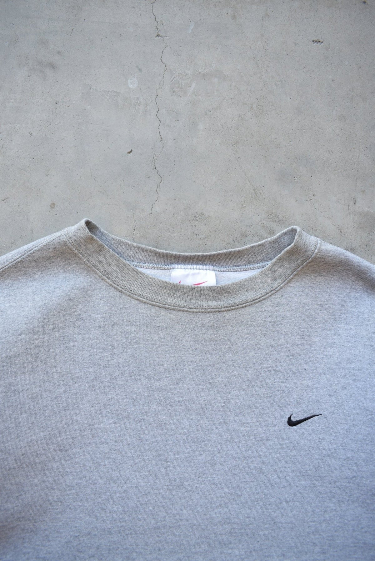 Nike Grey Embroidered Swoosh Crewneck — 1990s (L) - Retrospective Store