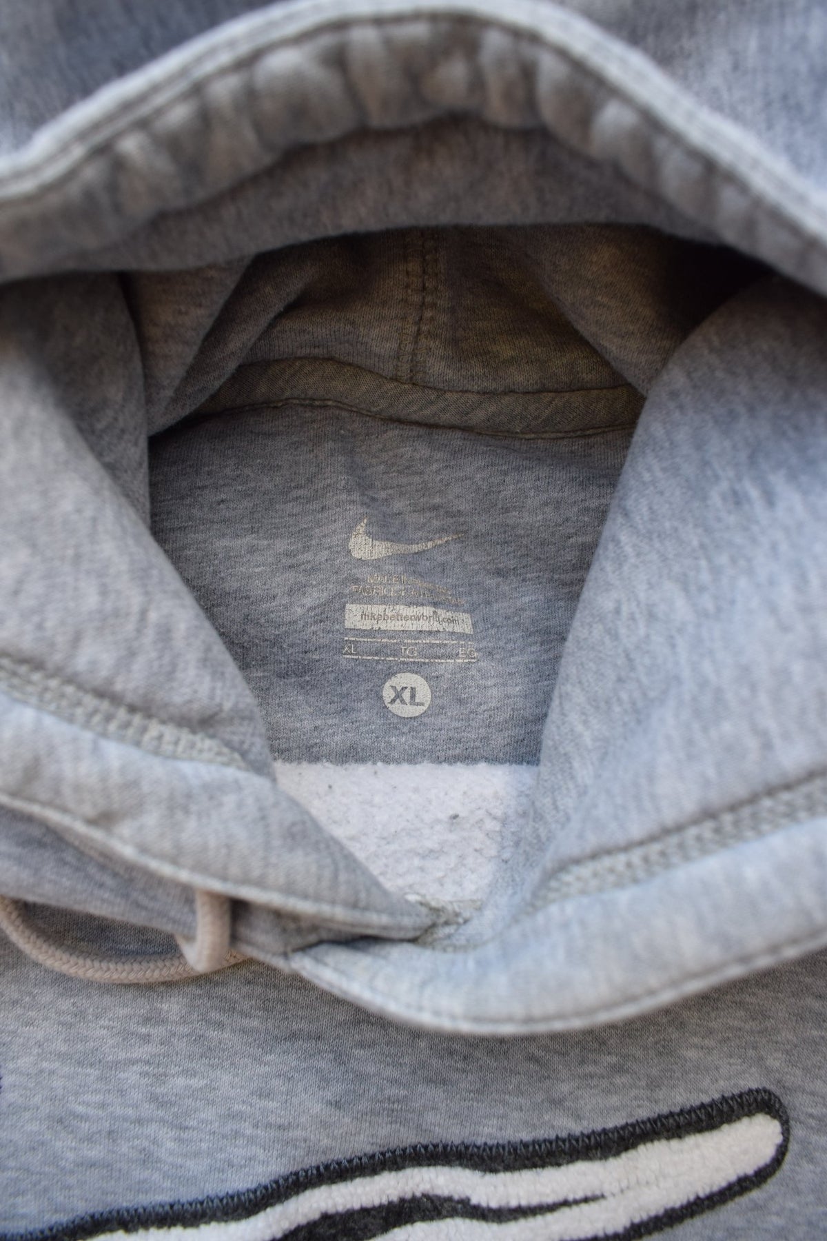 Nike Grey Embroidered Swoosh Hoodie — 2000s (XL) - Retrospective Store