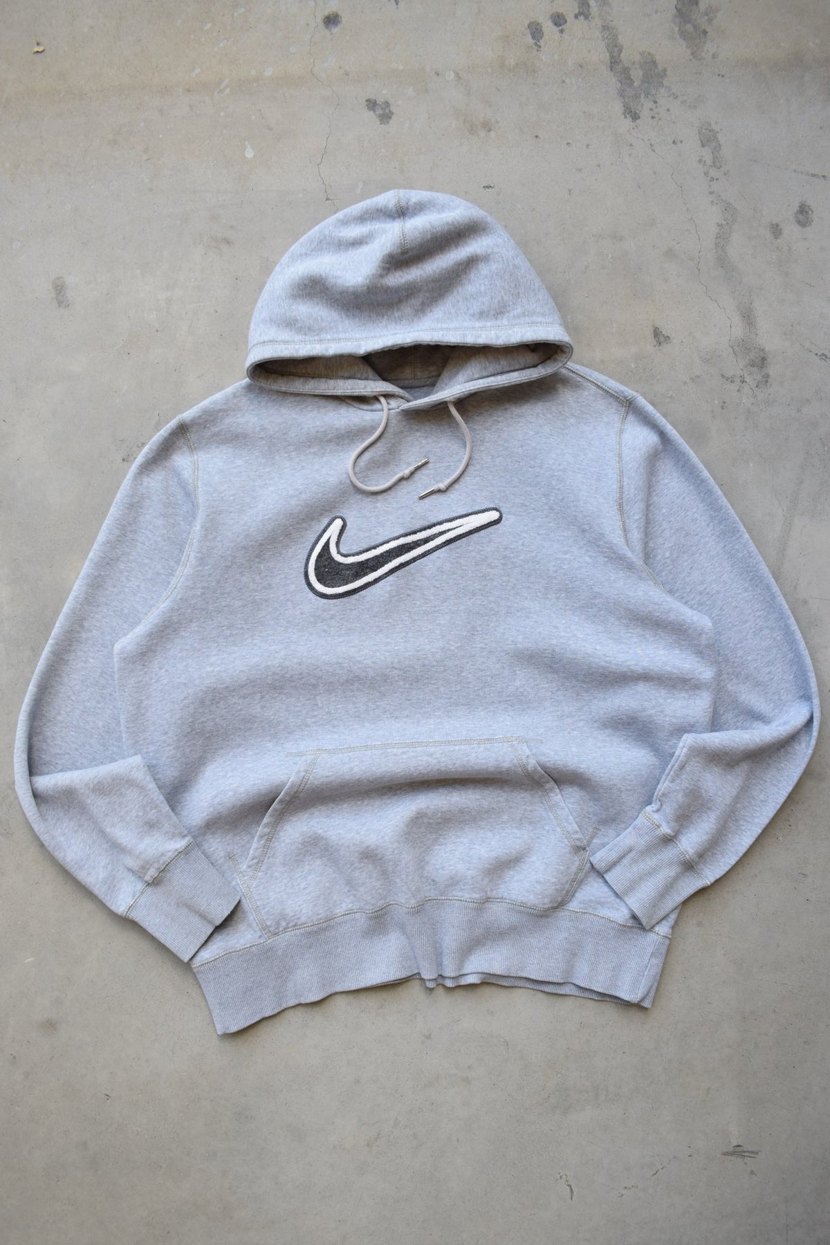 Nike Grey Embroidered Swoosh Hoodie — 2000s (XL) - Retrospective Store