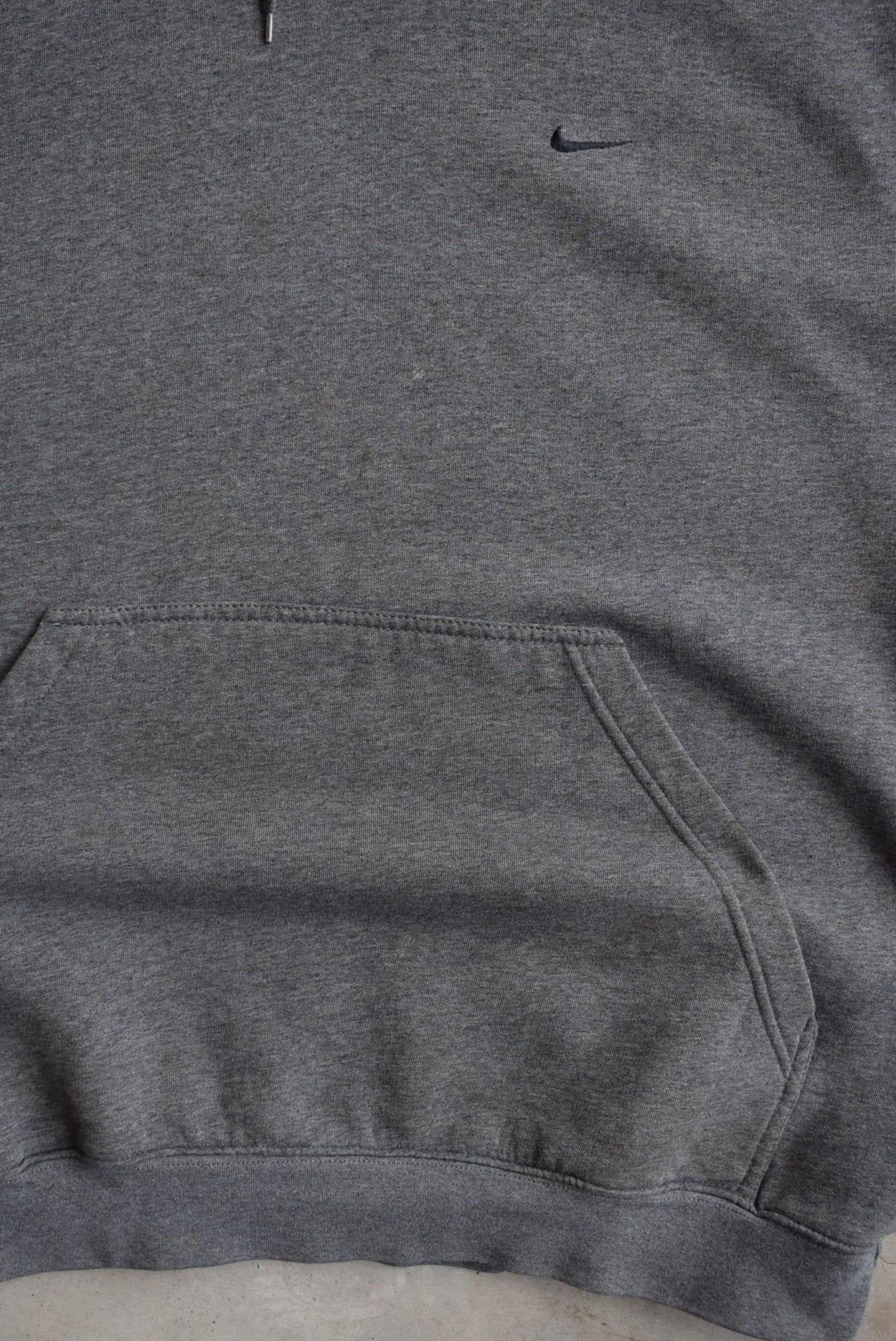 Nike Grey Embroidered Swoosh Hoodie — 2000s (XL/XXL) - Retrospective Store
