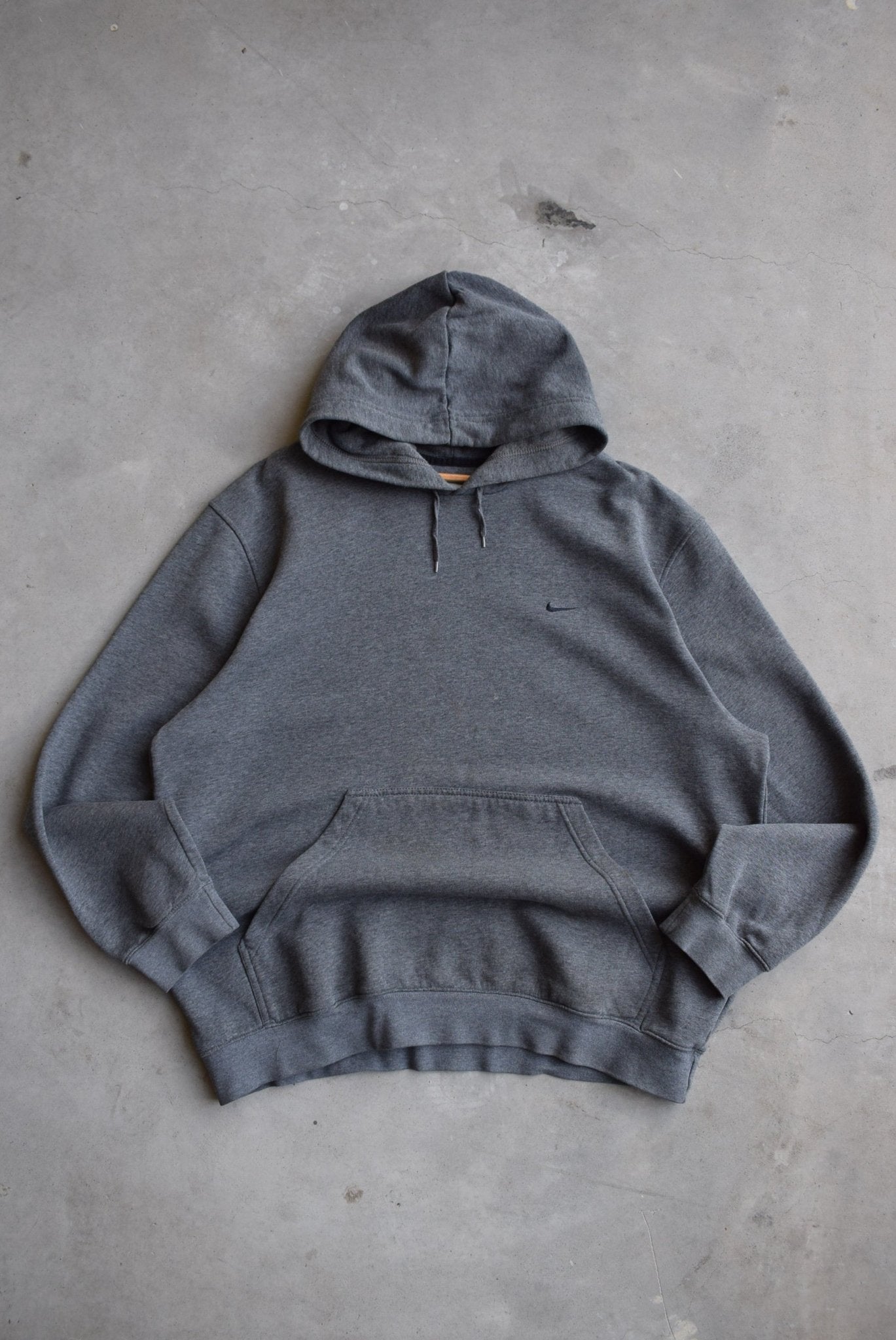 Nike Grey Embroidered Swoosh Hoodie — 2000s (XL/XXL) - Retrospective Store