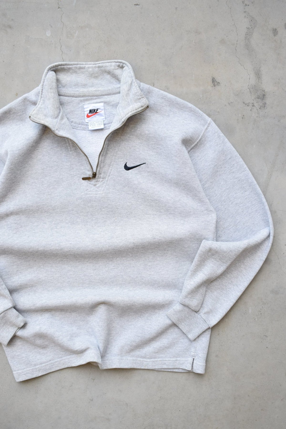 Nike Grey Embroidered Swoosh Quarter Zip — 1990s (S/M) - Retrospective Store