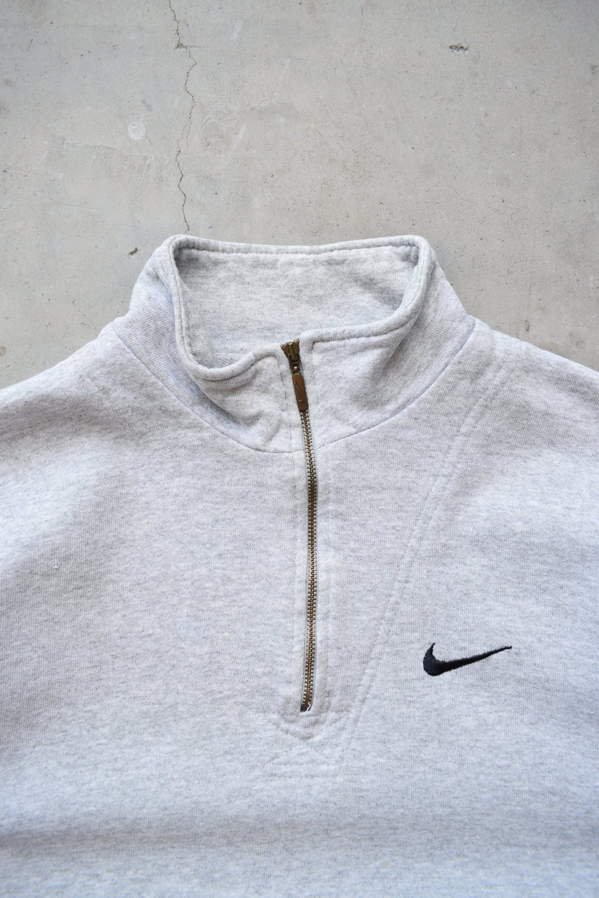 Nike Grey Embroidered Swoosh Quarter Zip — 1990s (S/M) - Retrospective Store