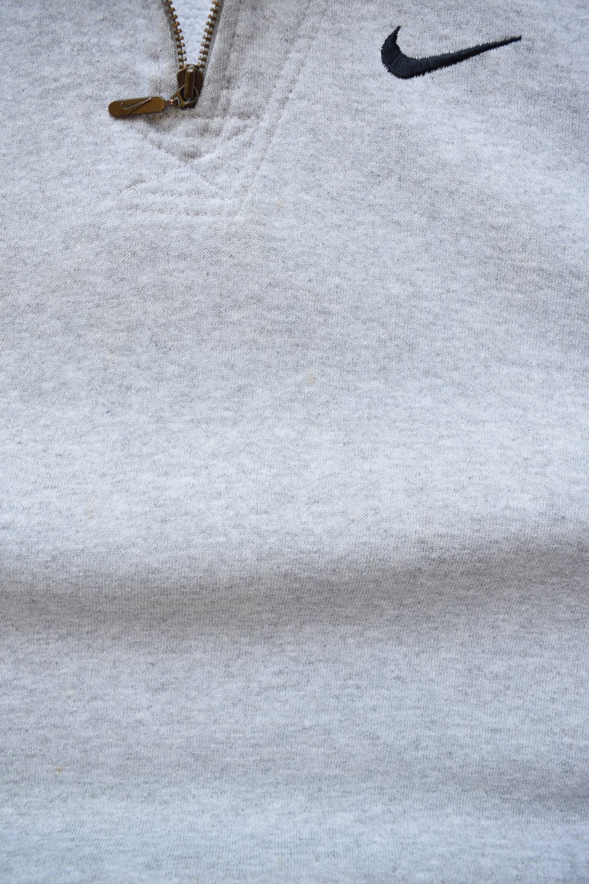 Nike Grey Embroidered Swoosh Quarter Zip — 1990s (S/M) - Retrospective Store