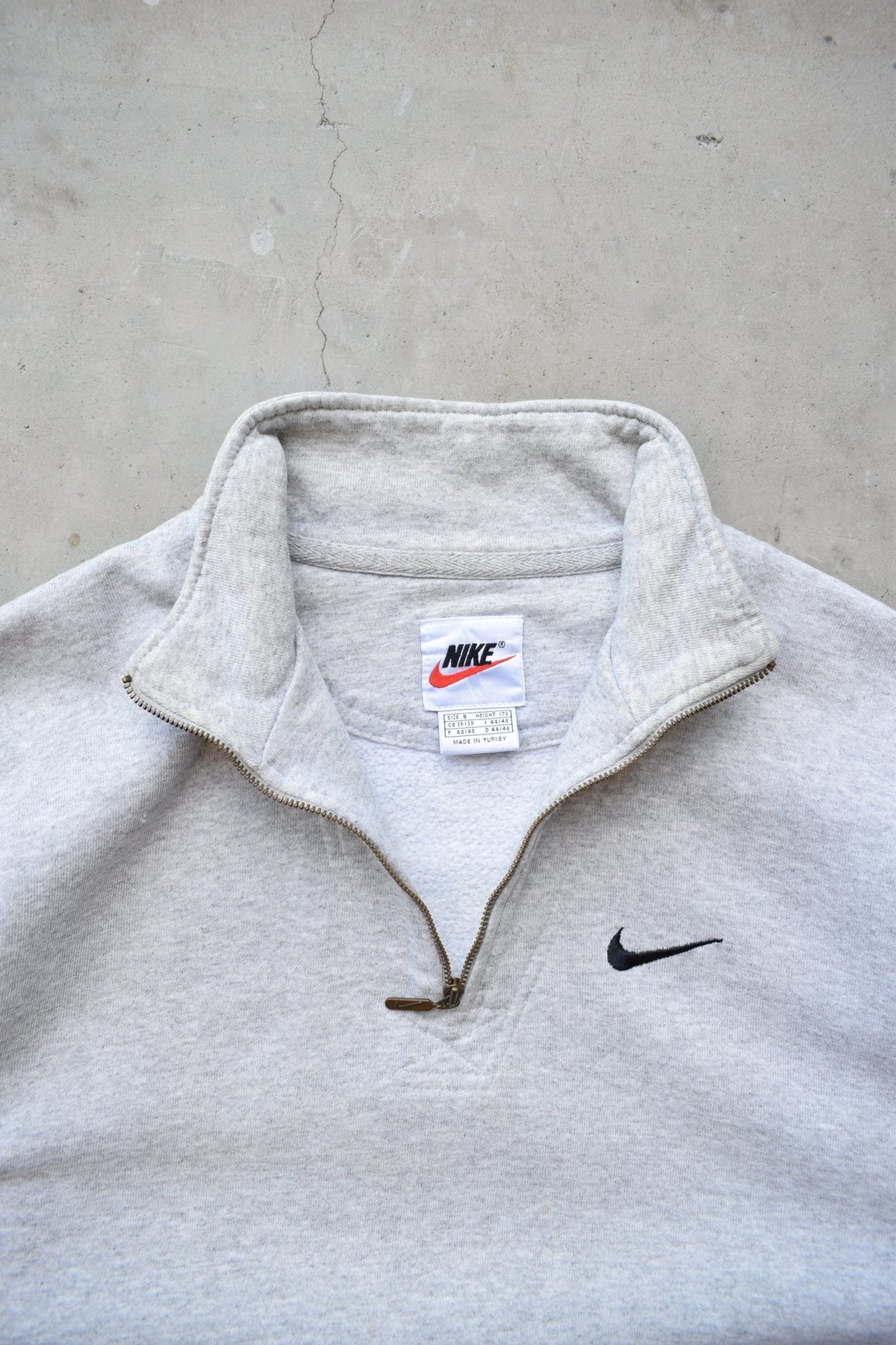 Nike Grey Embroidered Swoosh Quarter Zip — 1990s (S/M) - Retrospective Store