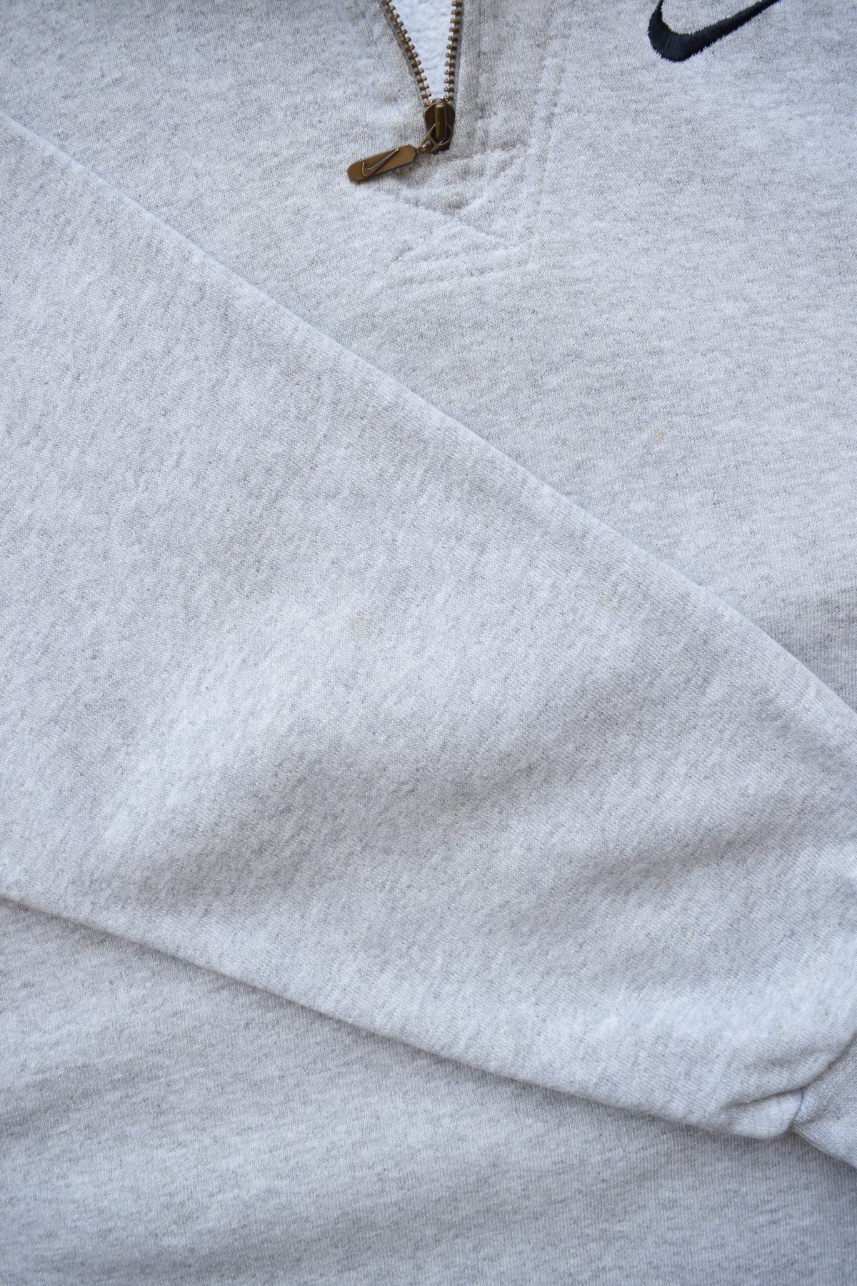 Nike Grey Embroidered Swoosh Quarter Zip — 1990s (S/M) - Retrospective Store
