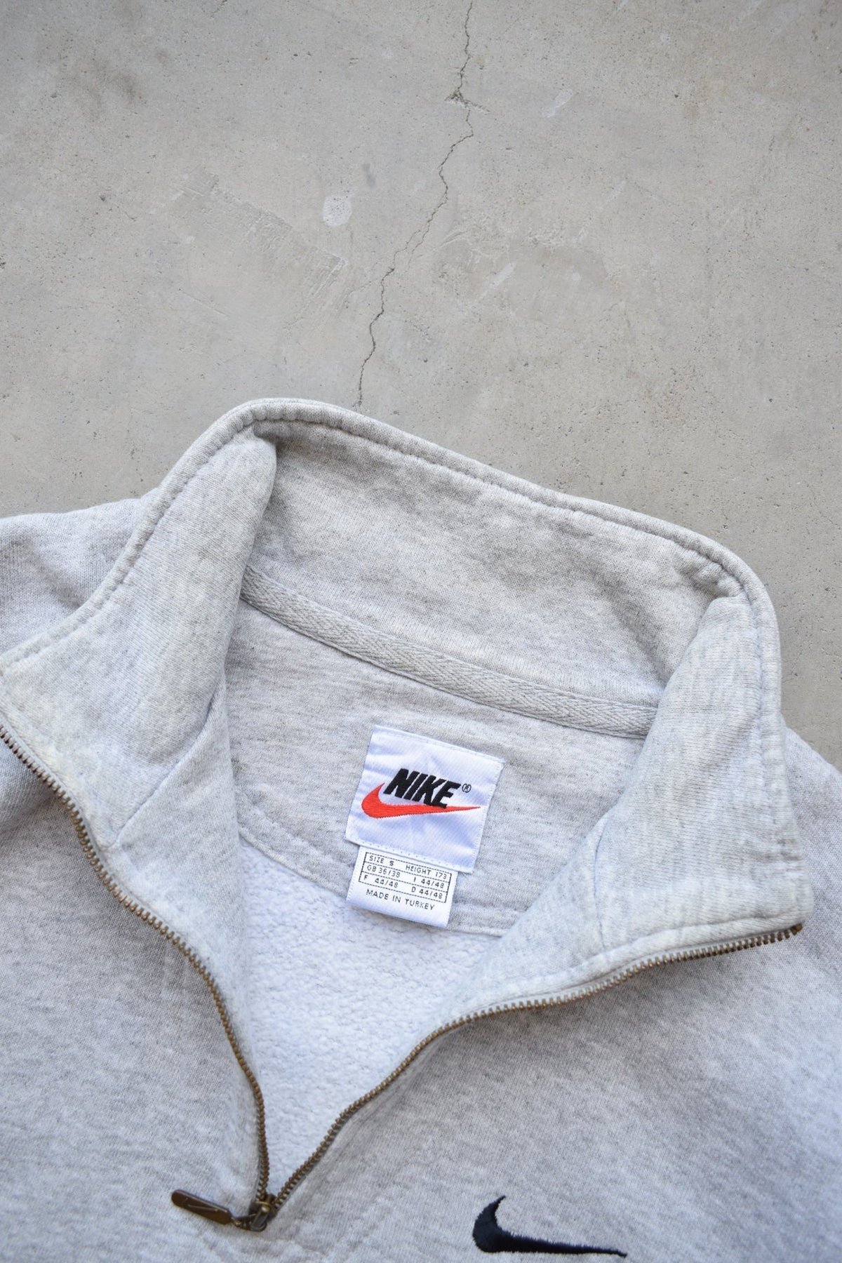 Nike Grey Embroidered Swoosh Quarter Zip — 1990s (S/M) - Retrospective Store