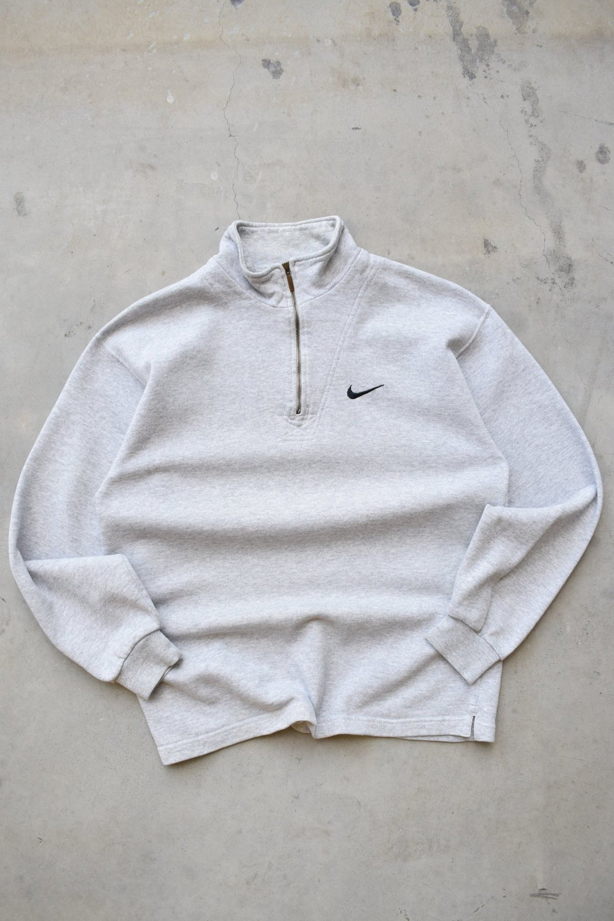 Nike Grey Embroidered Swoosh Quarter Zip — 1990s (S/M) - Retrospective Store