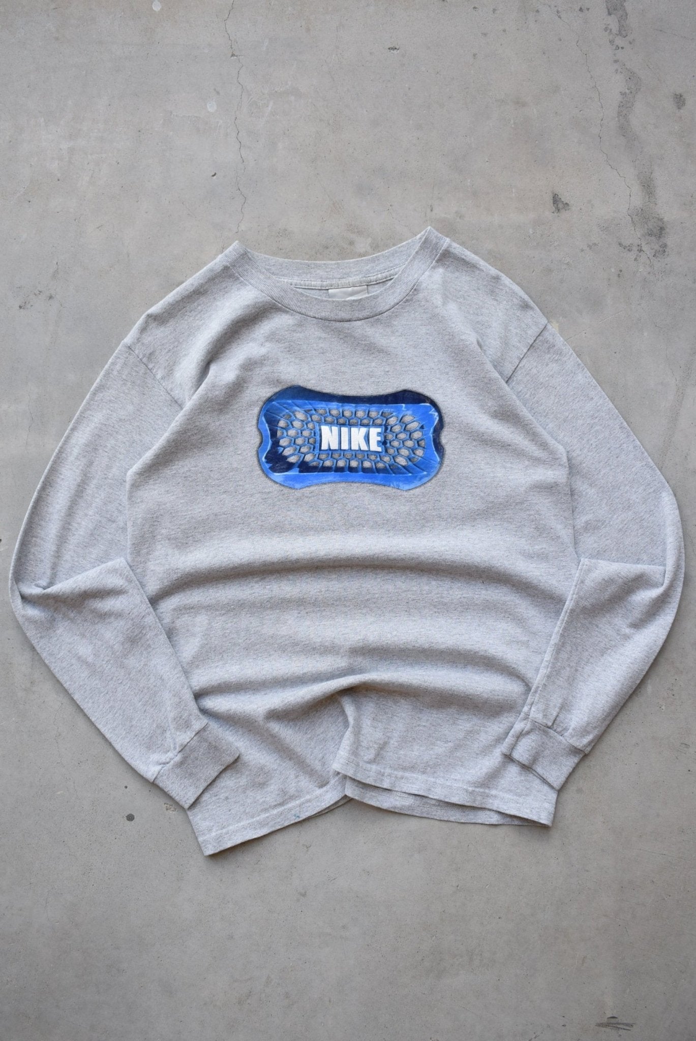 Nike Grey Long Sleeve Spellout Tee — 2000s (S) - Retrospective Store