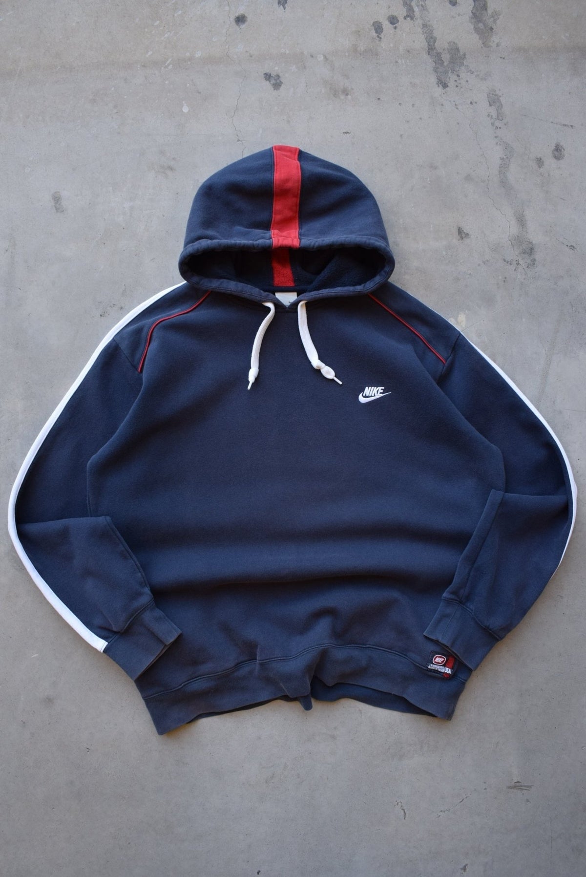 Nike Navy Embroidered Spellout Hoodie — 2000s (XL) - Retrospective Store