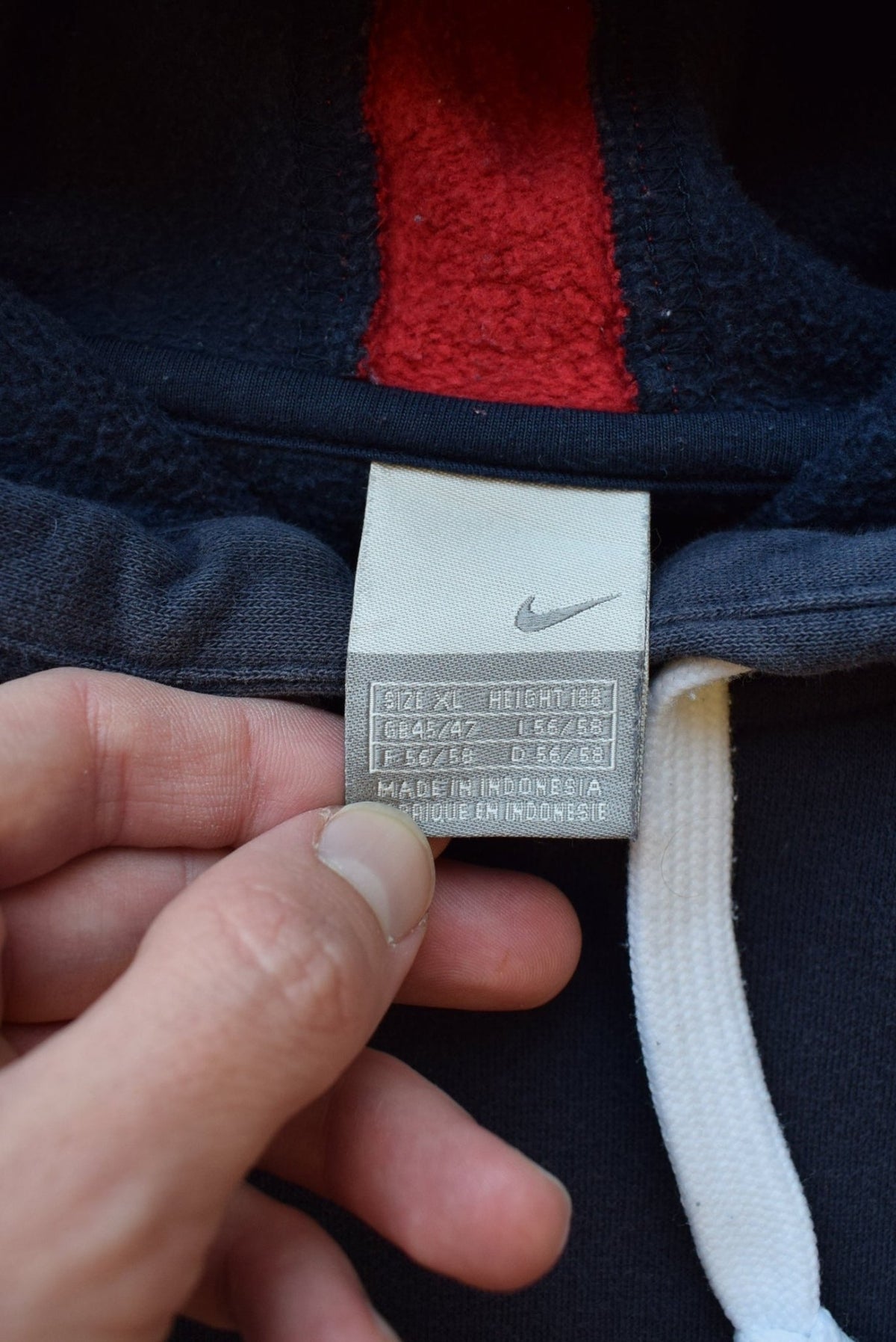 Nike Navy Embroidered Spellout Hoodie — 2000s (XL) - Retrospective Store