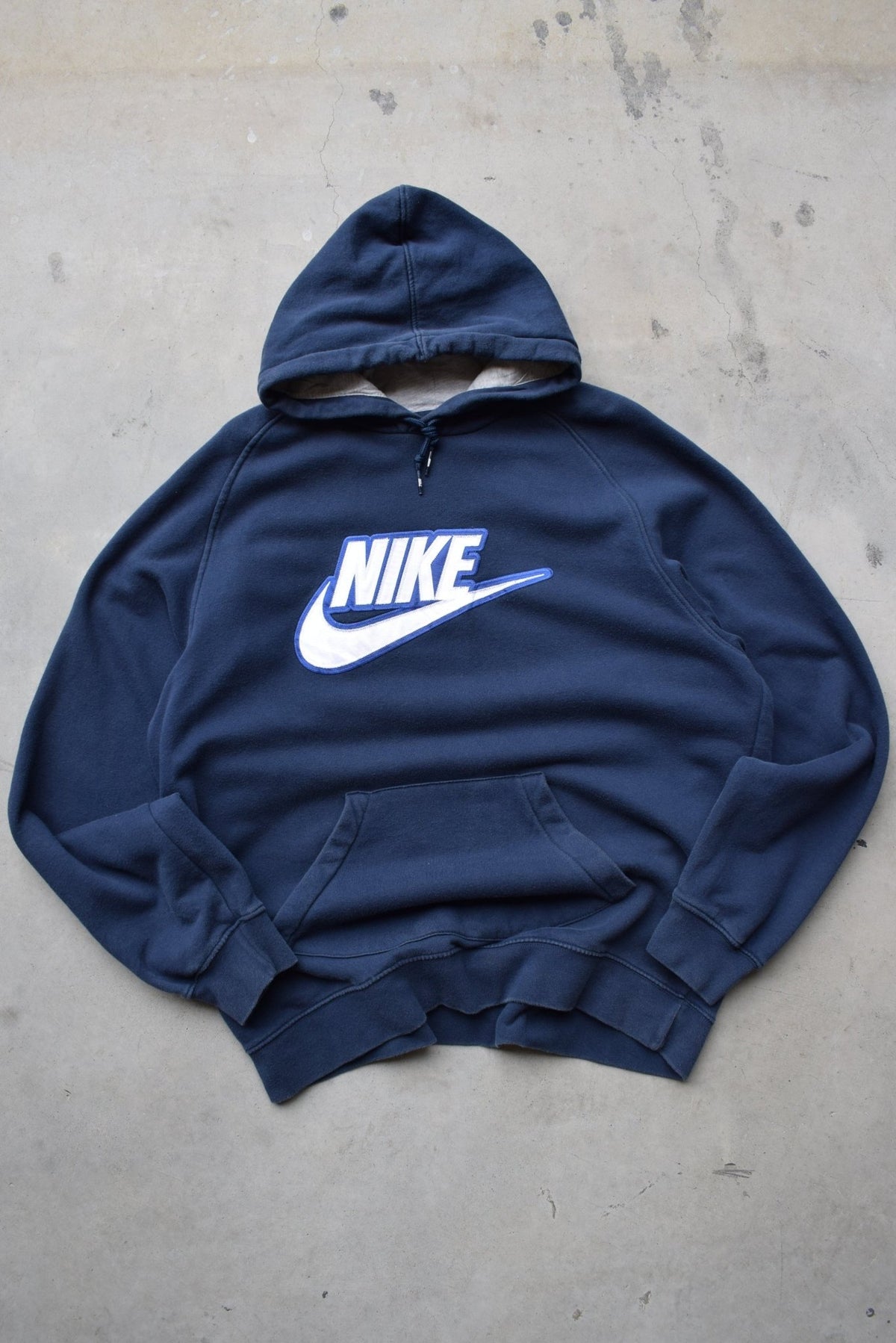 Nike Navy Embroidered Spellout Hoodie — 2000s (XL/XXL) - Retrospective Store