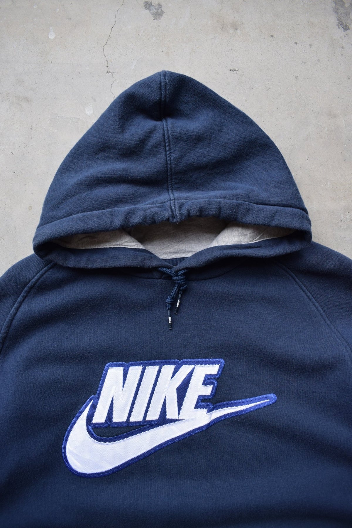 Nike Navy Embroidered Spellout Hoodie — 2000s (XL/XXL) - Retrospective Store